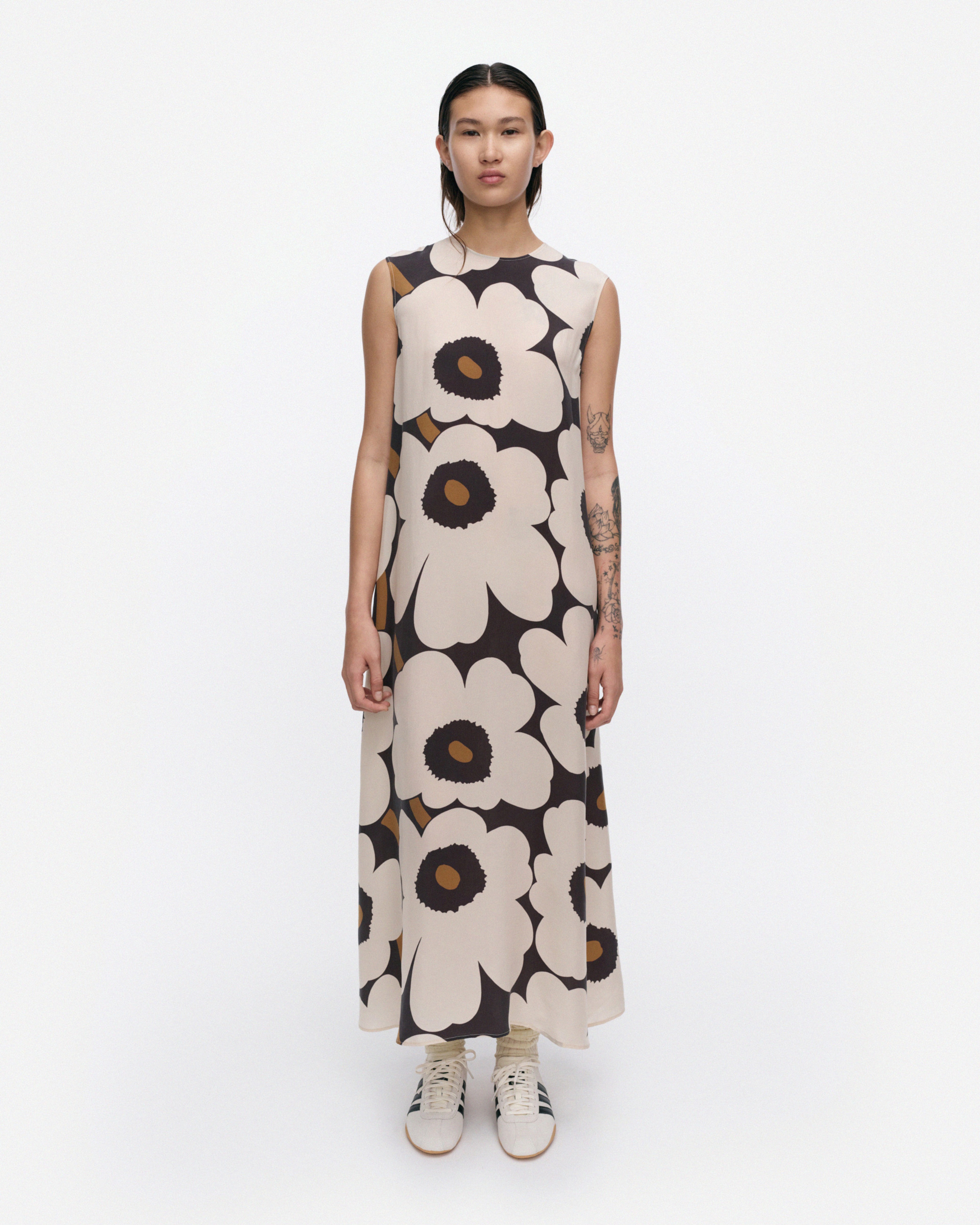 Migot Unikko, Dress, light beige, black, brown,