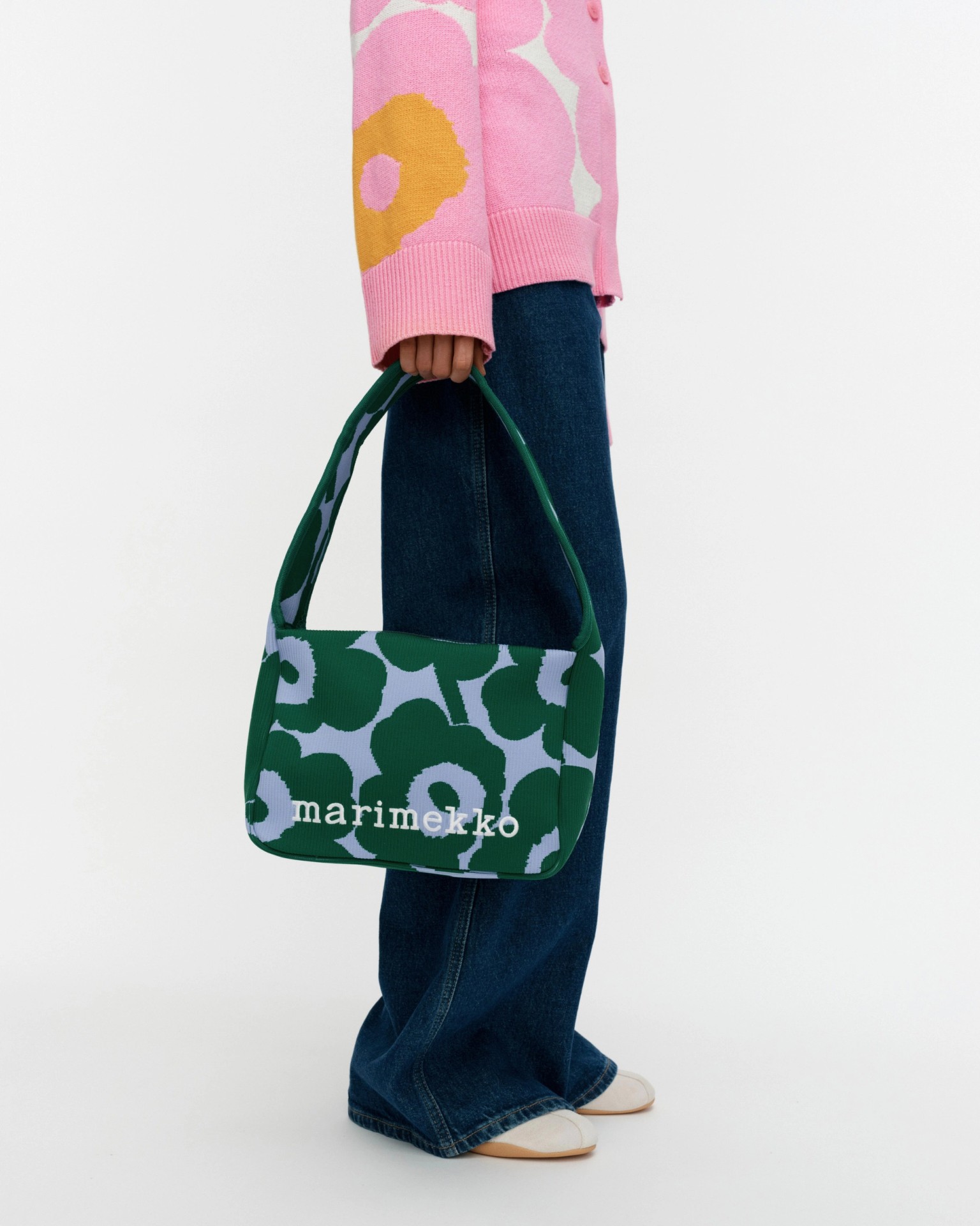 Knitted Shoulderbag Unikko, Shoulder bag, dark green, blue,