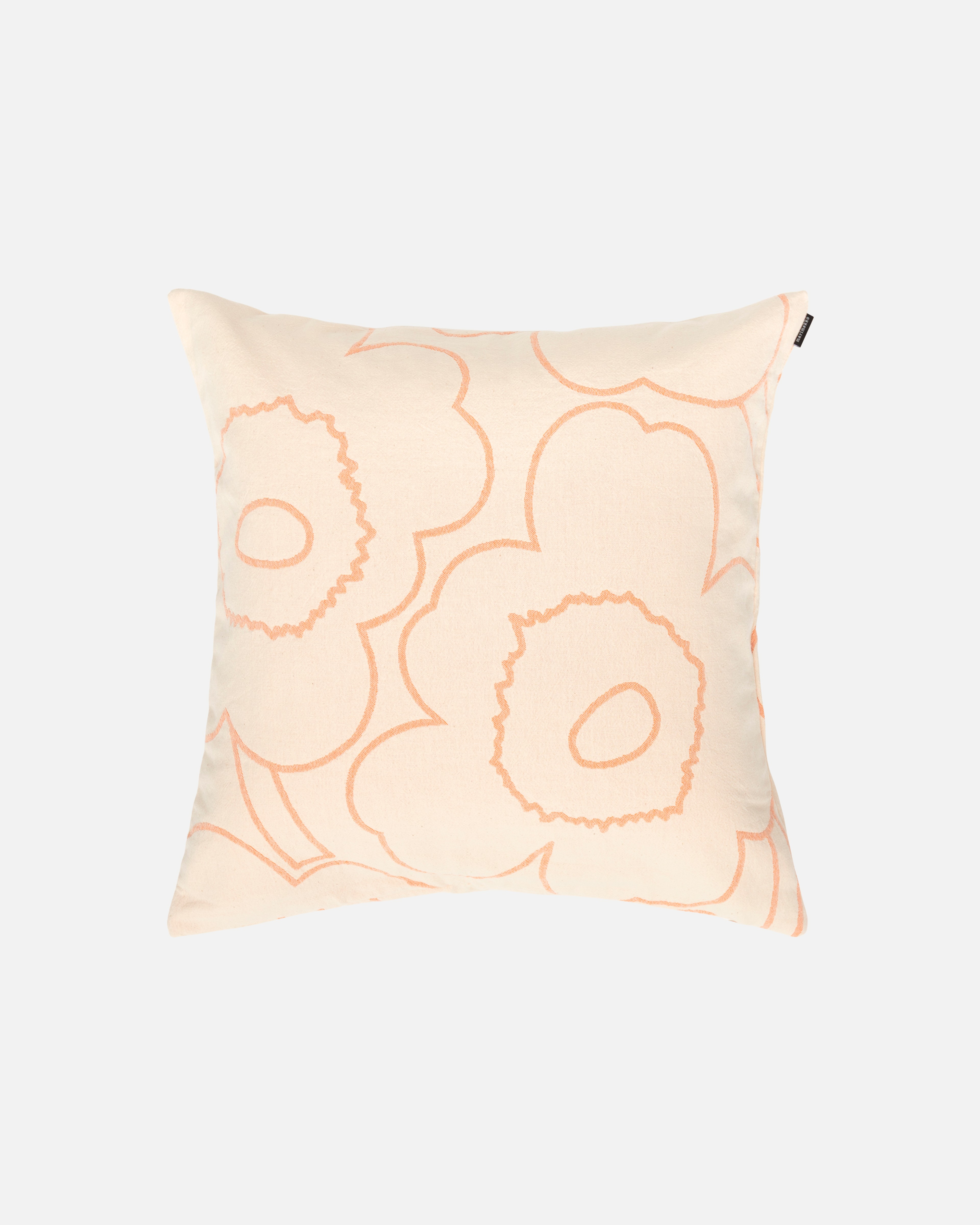 Piirto Unikko, Tyynynpäällinen 60x60 cm, luonnon valkoinen, persikka,
