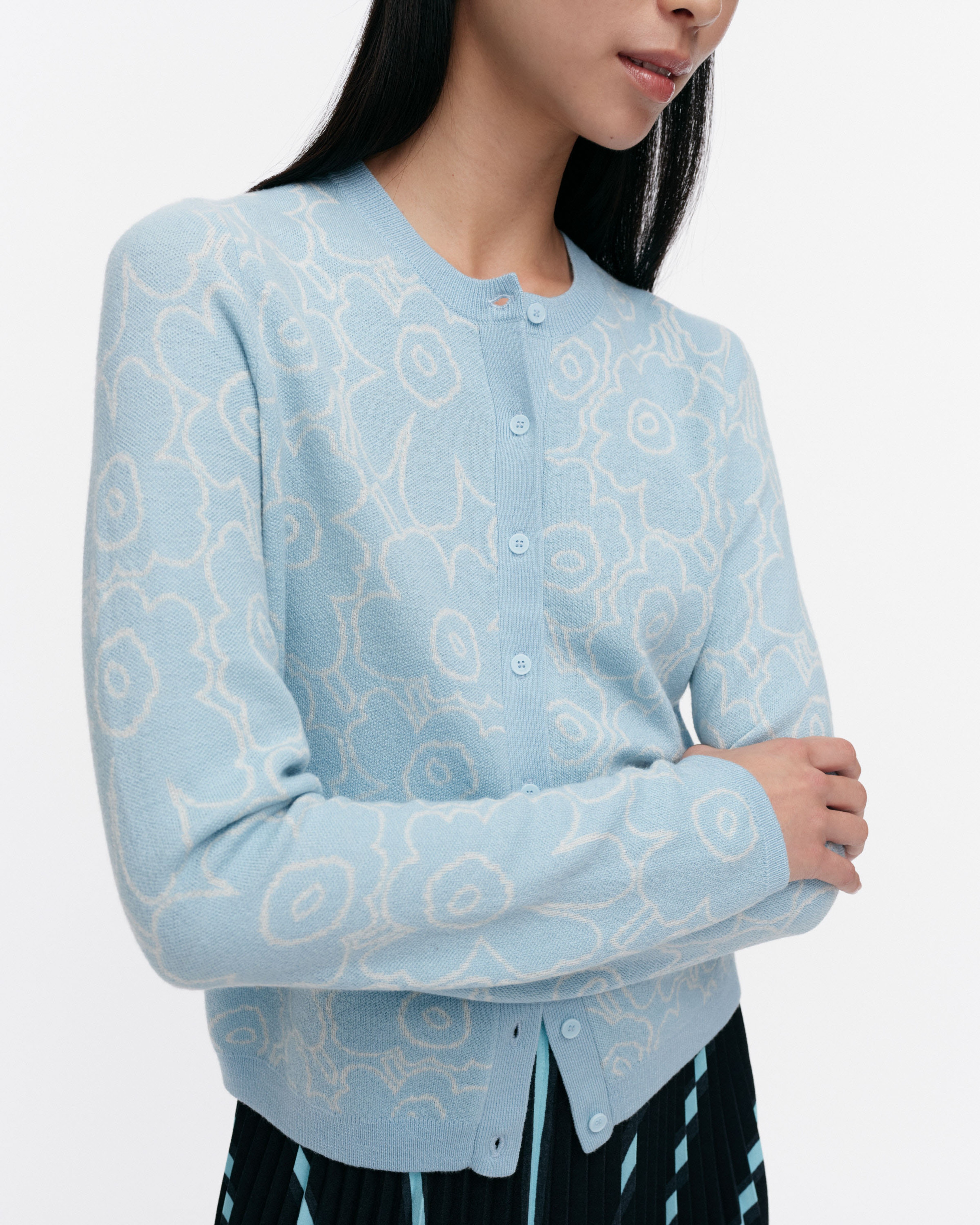 RWS Mutka Mini Piirto Unikko, Knitted cardigan, light blue, off white,
