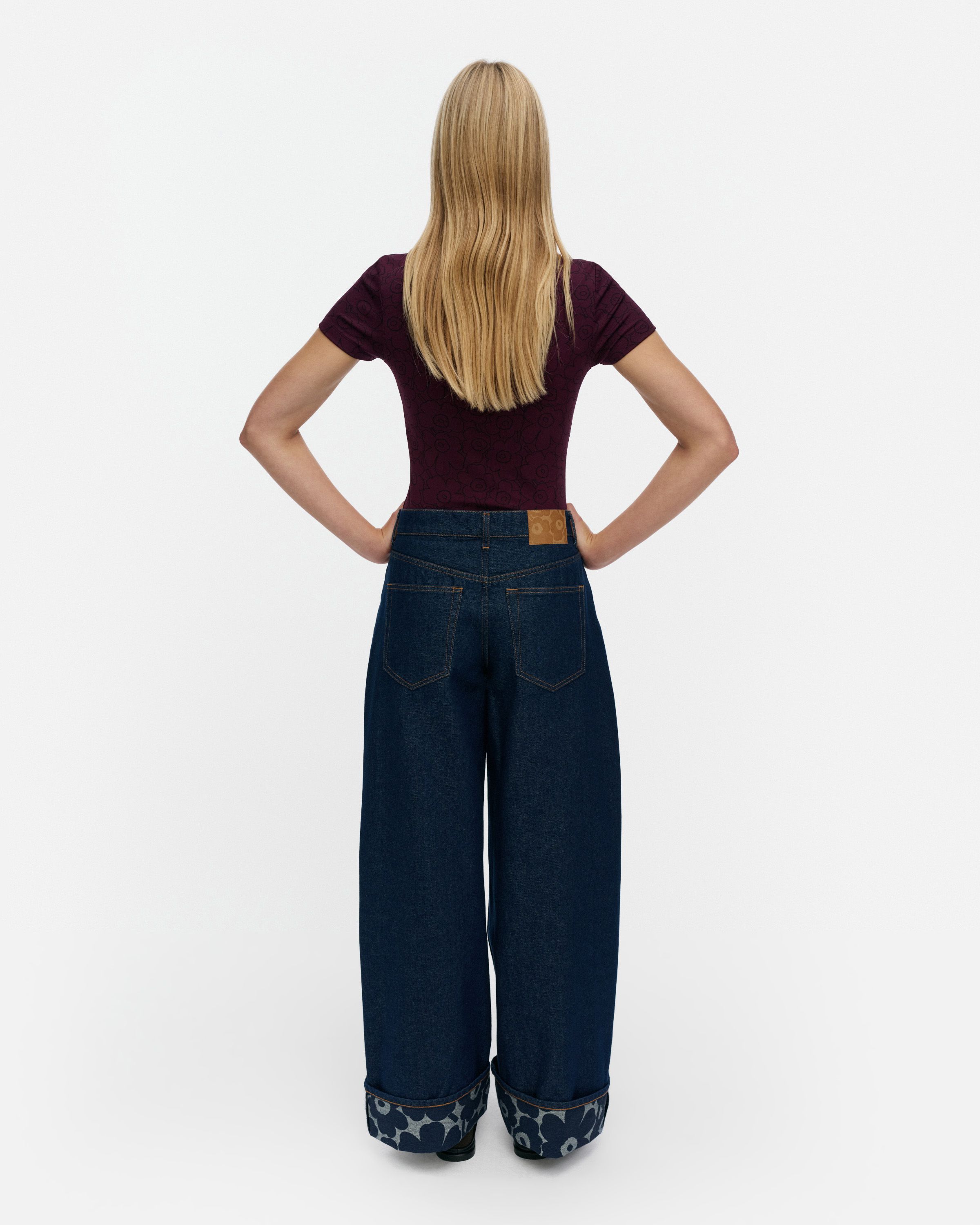 Maridenim Loose Mini Unikko Jeans dark indigo | Marimekko