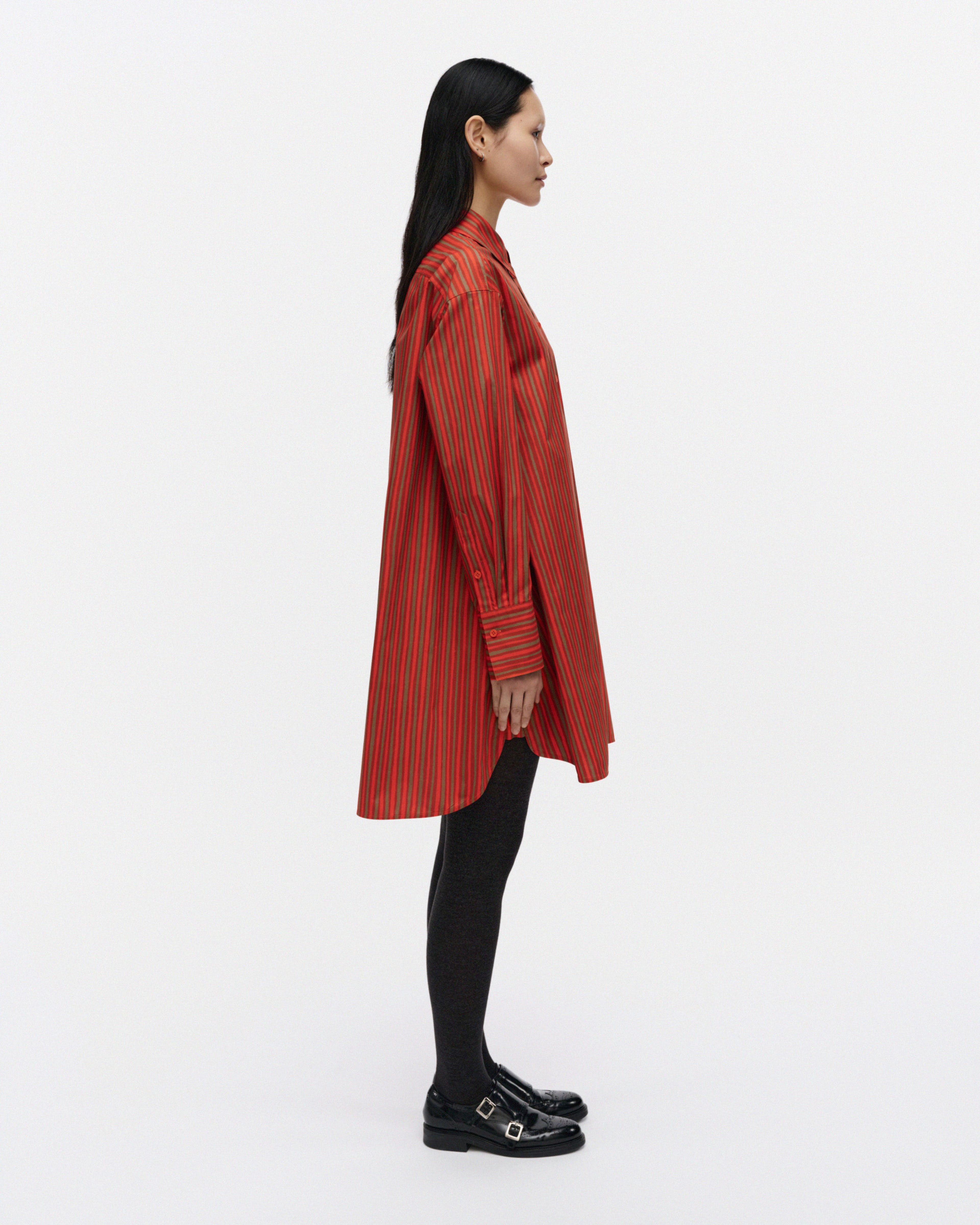 Kuvitelma Piccolo, Cotton shirt dress, dark orange, beige,