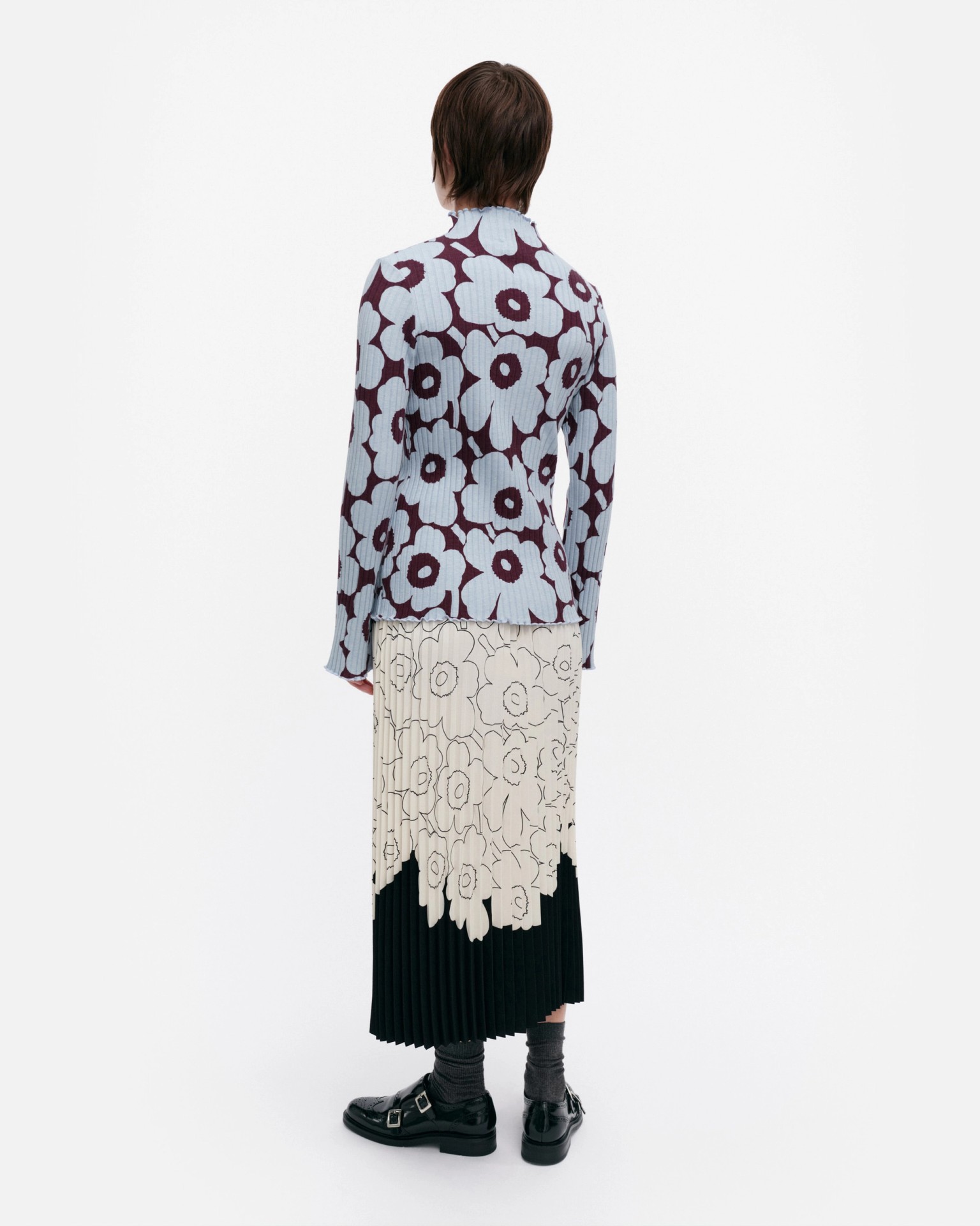 Faasi Unikko, Blouse, light blue, wine red,