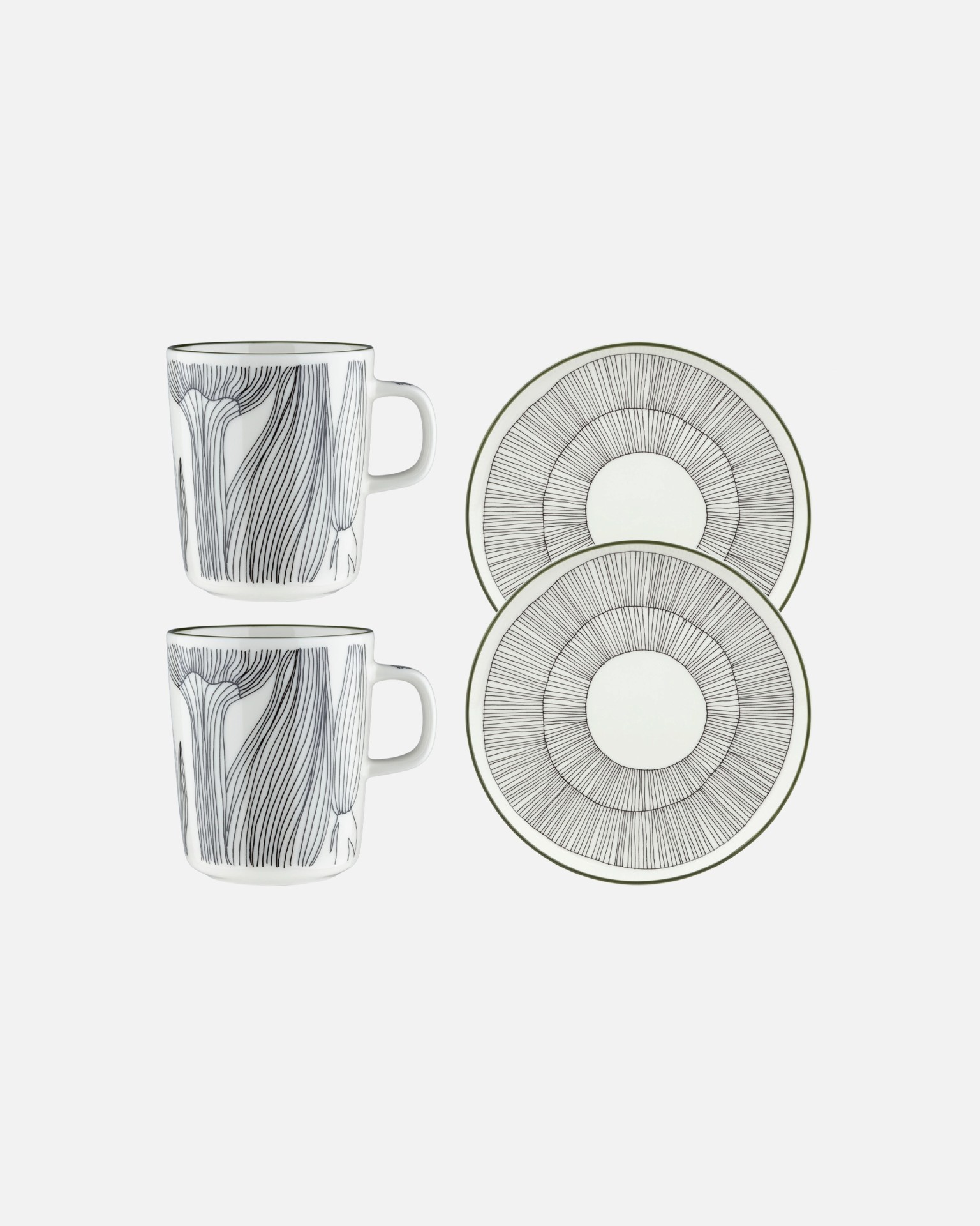 Oiva / Kukat Puhkeavat, Breakfast set, white, forest green, black,