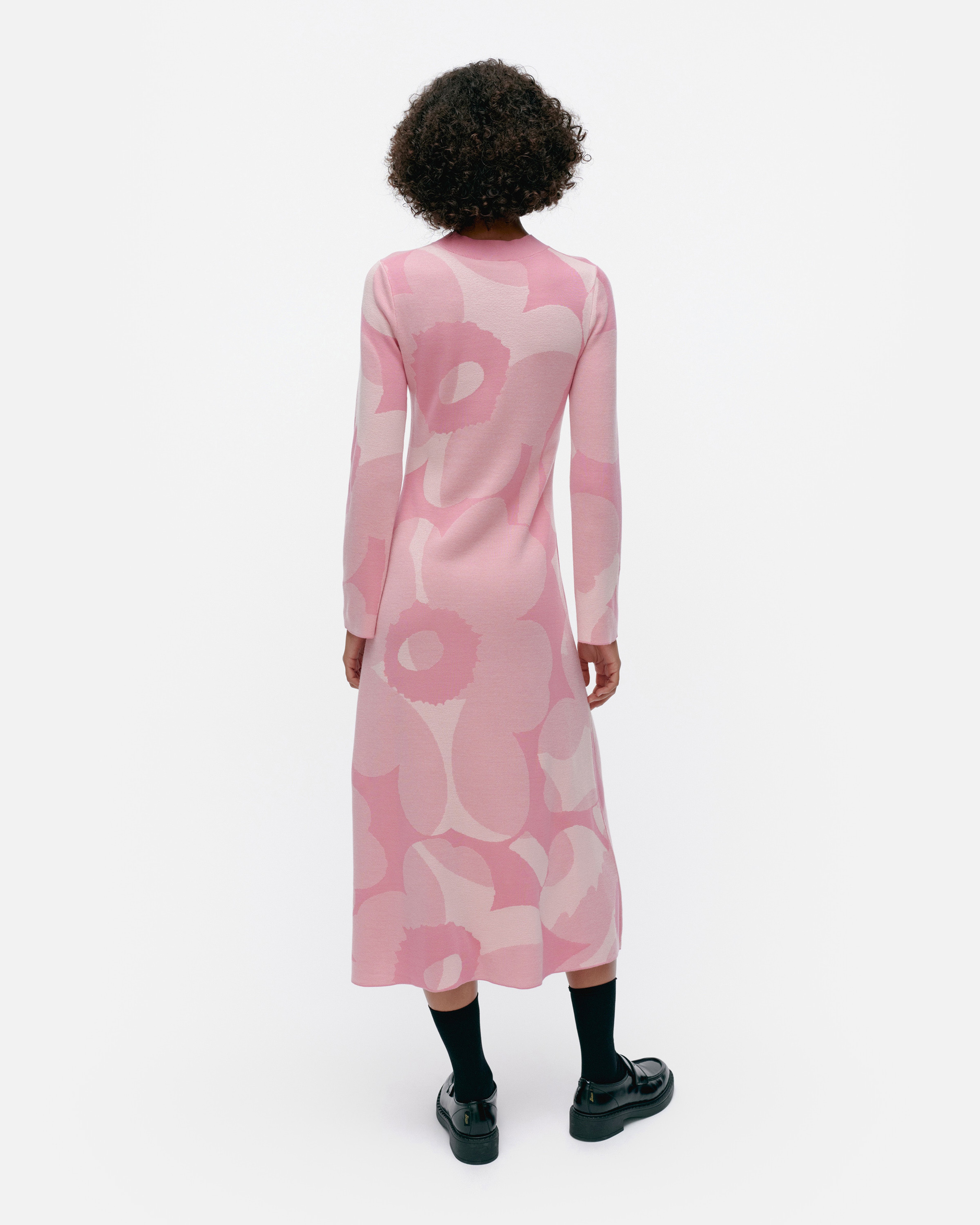 Leikkuu Unikko, Villaneulemekko, vaaleanpunainen, valkoinen,