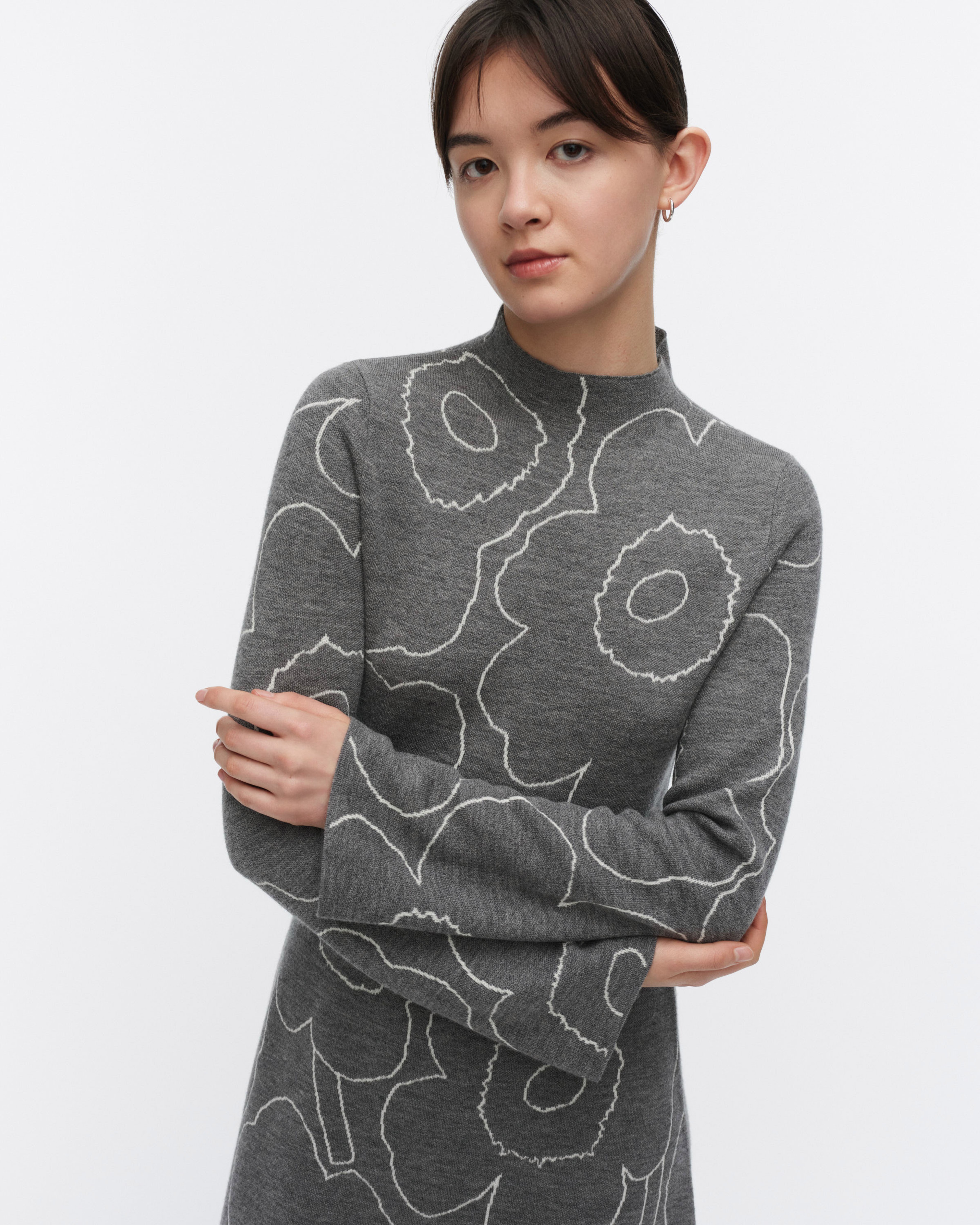 Willat Piirto Unikko, Knitted dress, dark grey, off white,