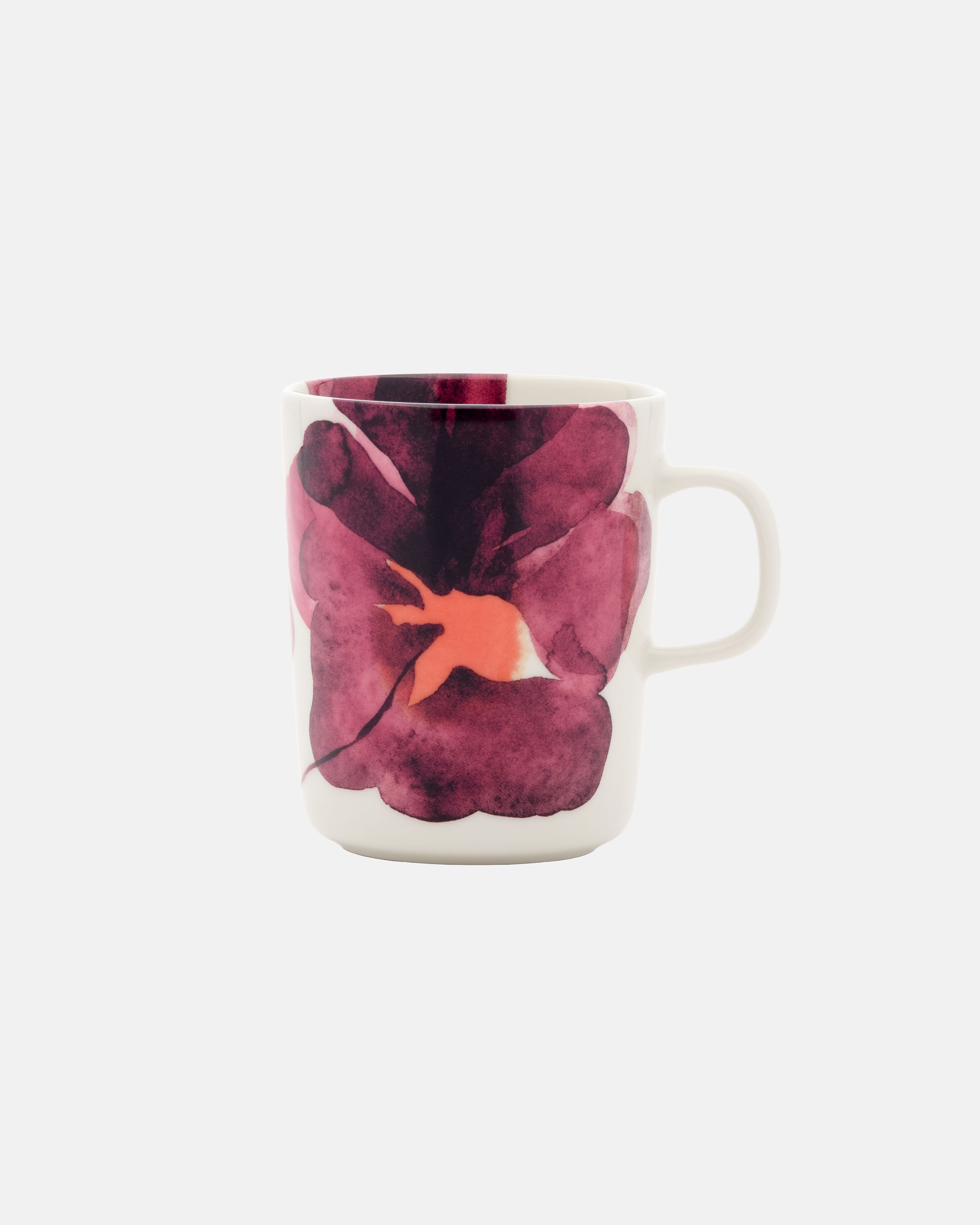 Oiva / Valssi Large mug white, burgundy, pink | Marimekko