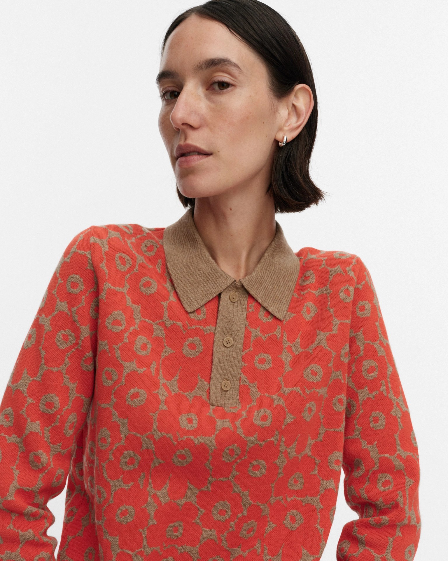 Sportti Unikko, Knitted pullover, dark orange, beige,