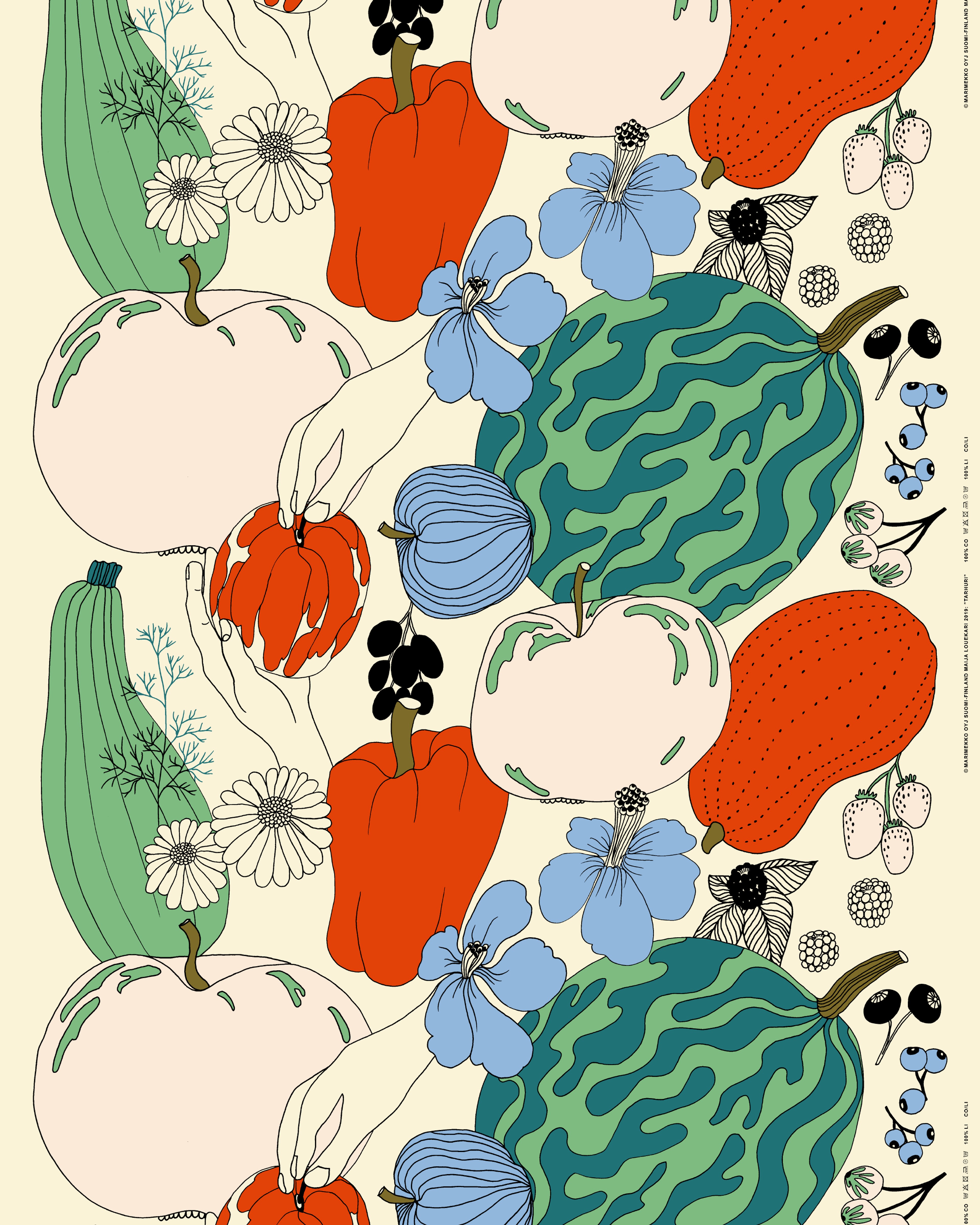 Tarhuri, Cotton-linen fabric, cotton, green, red,