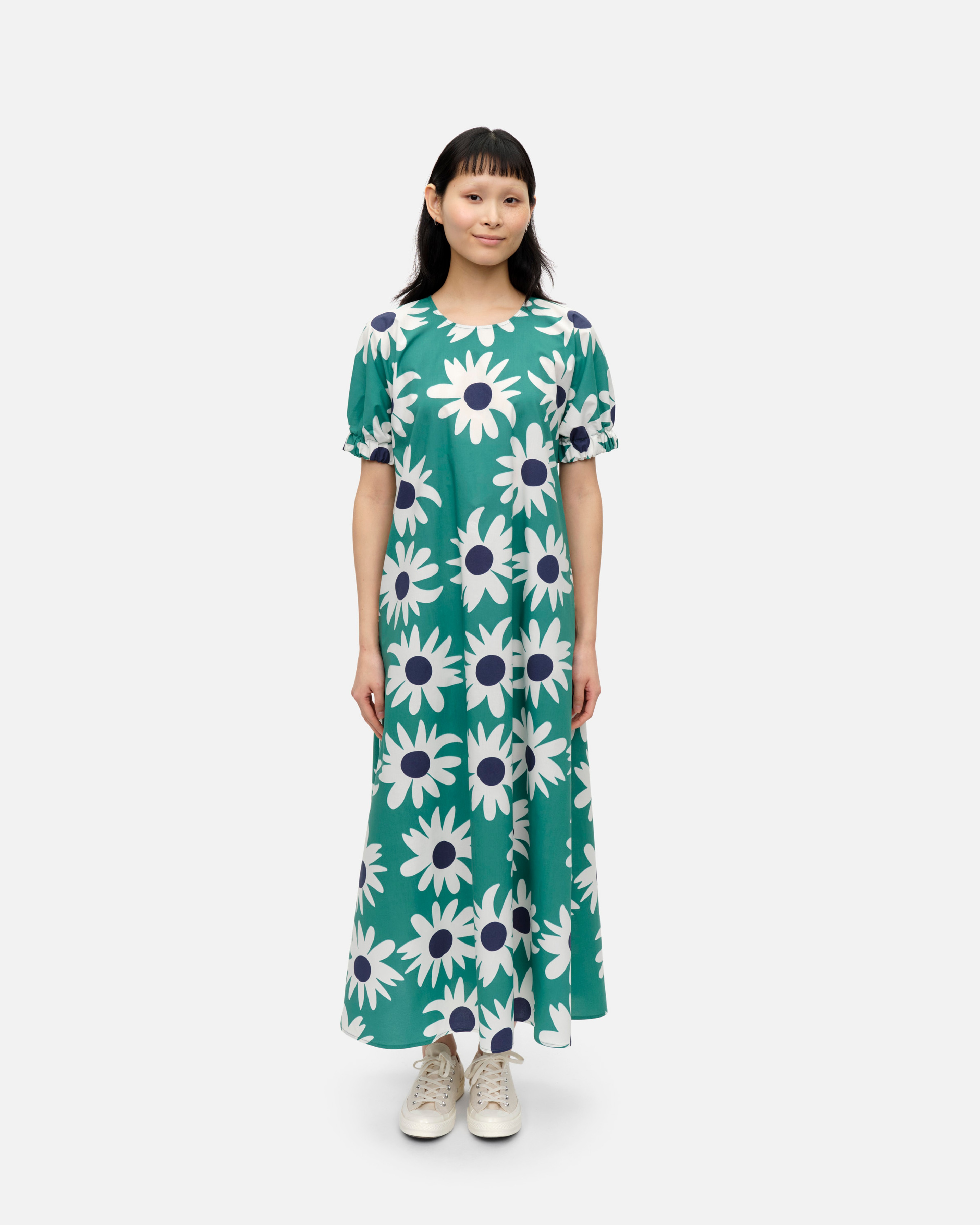 Veroinen Rakastaa ei rakasta, Cotton dress, green, off white, dark blue,
