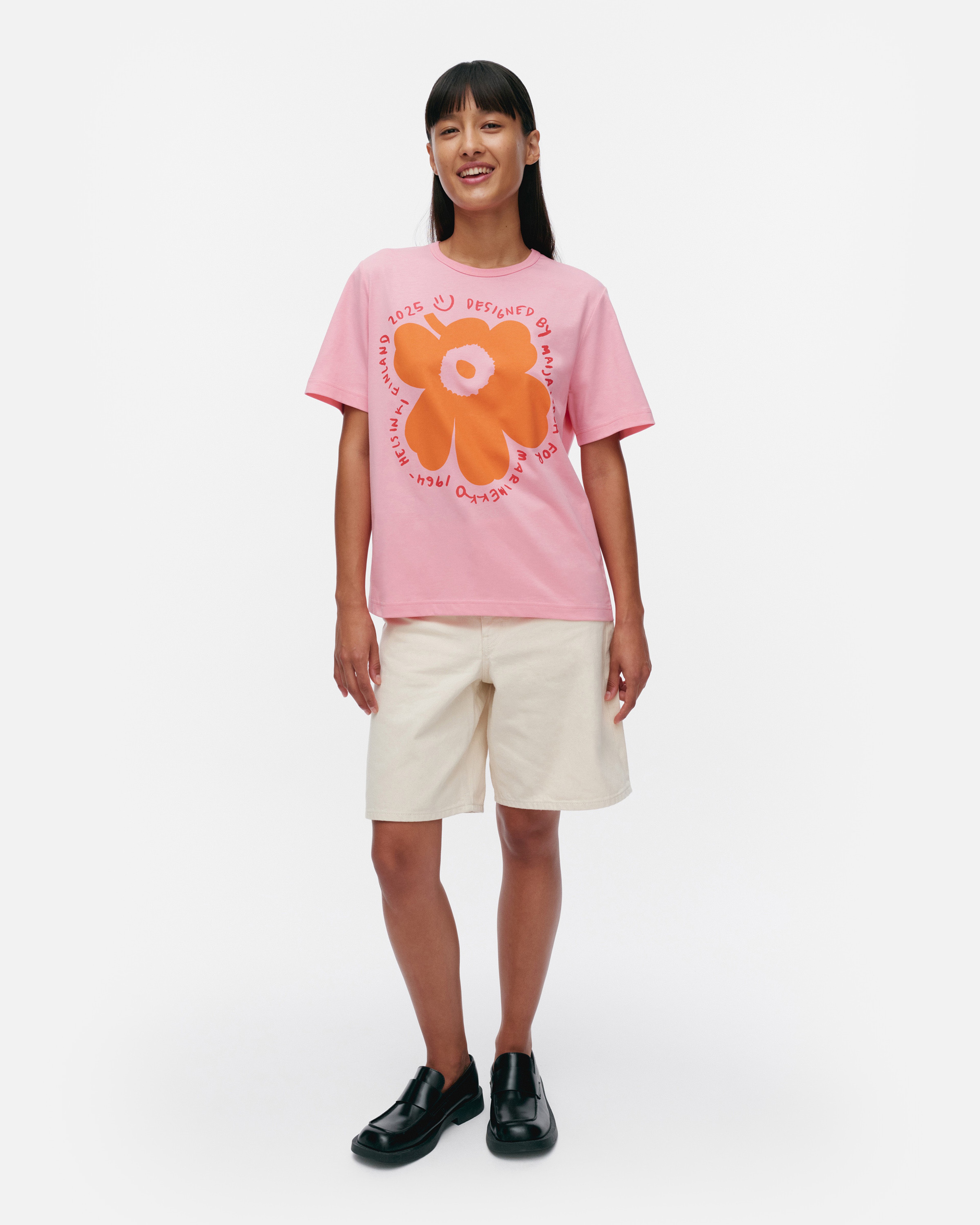 Erna Unikko Placement, Kioski t-shirt, pink, orange, red,