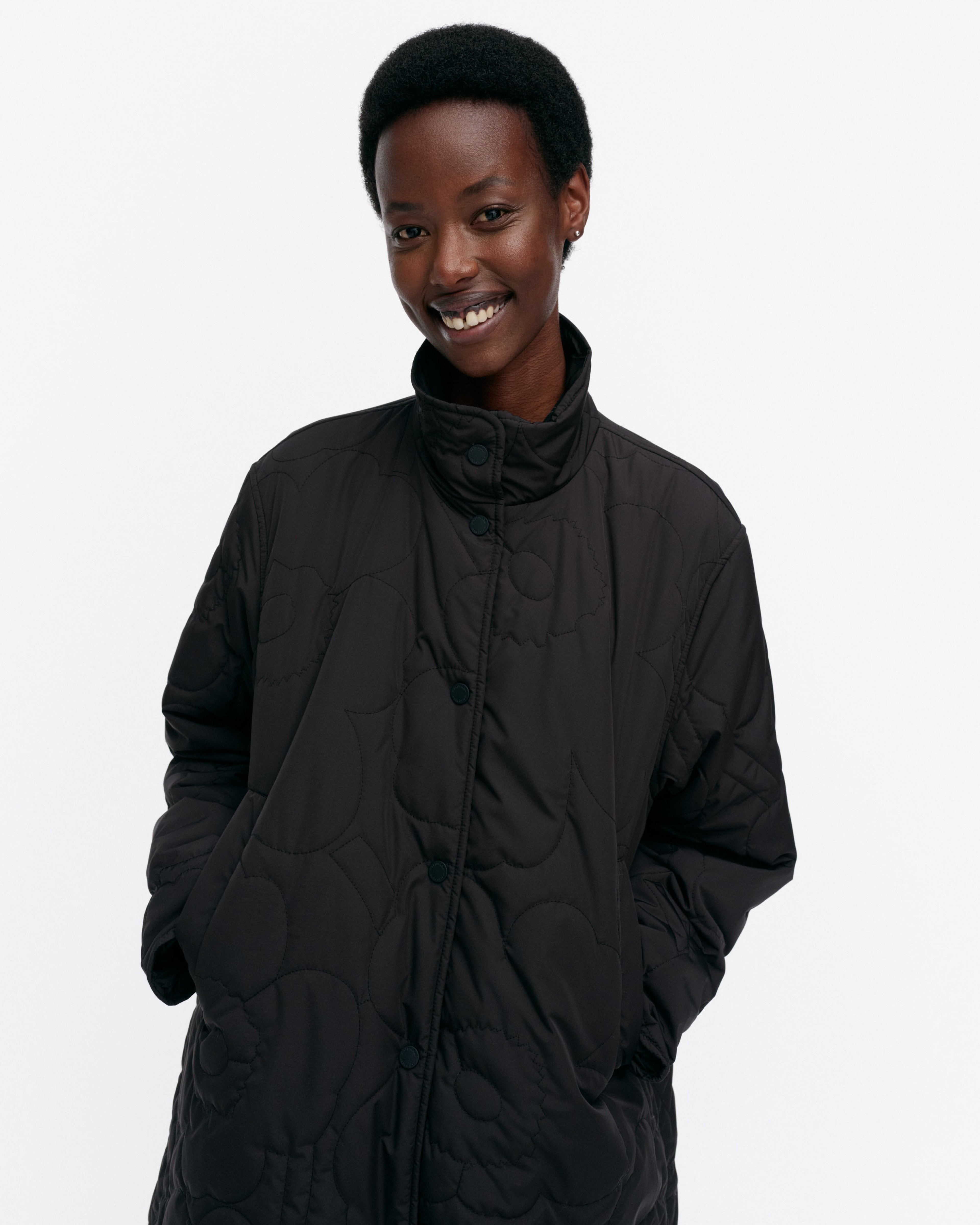 Keramika Piirto Unikko, Leichter, wattierter Mantel, Schwarz, Schwarz,