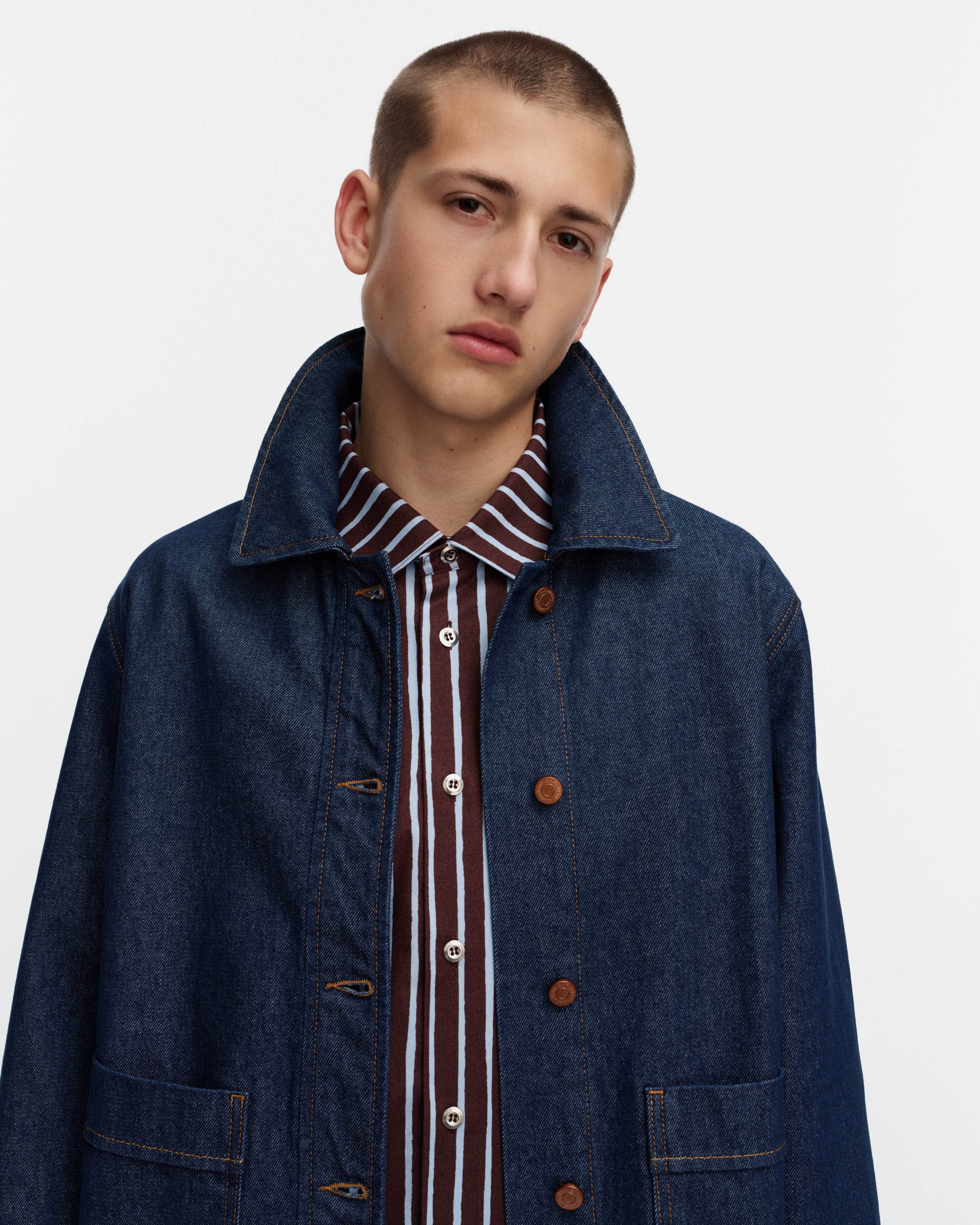 Jokapoika, Kioski cotton shirt, brown, light blue,