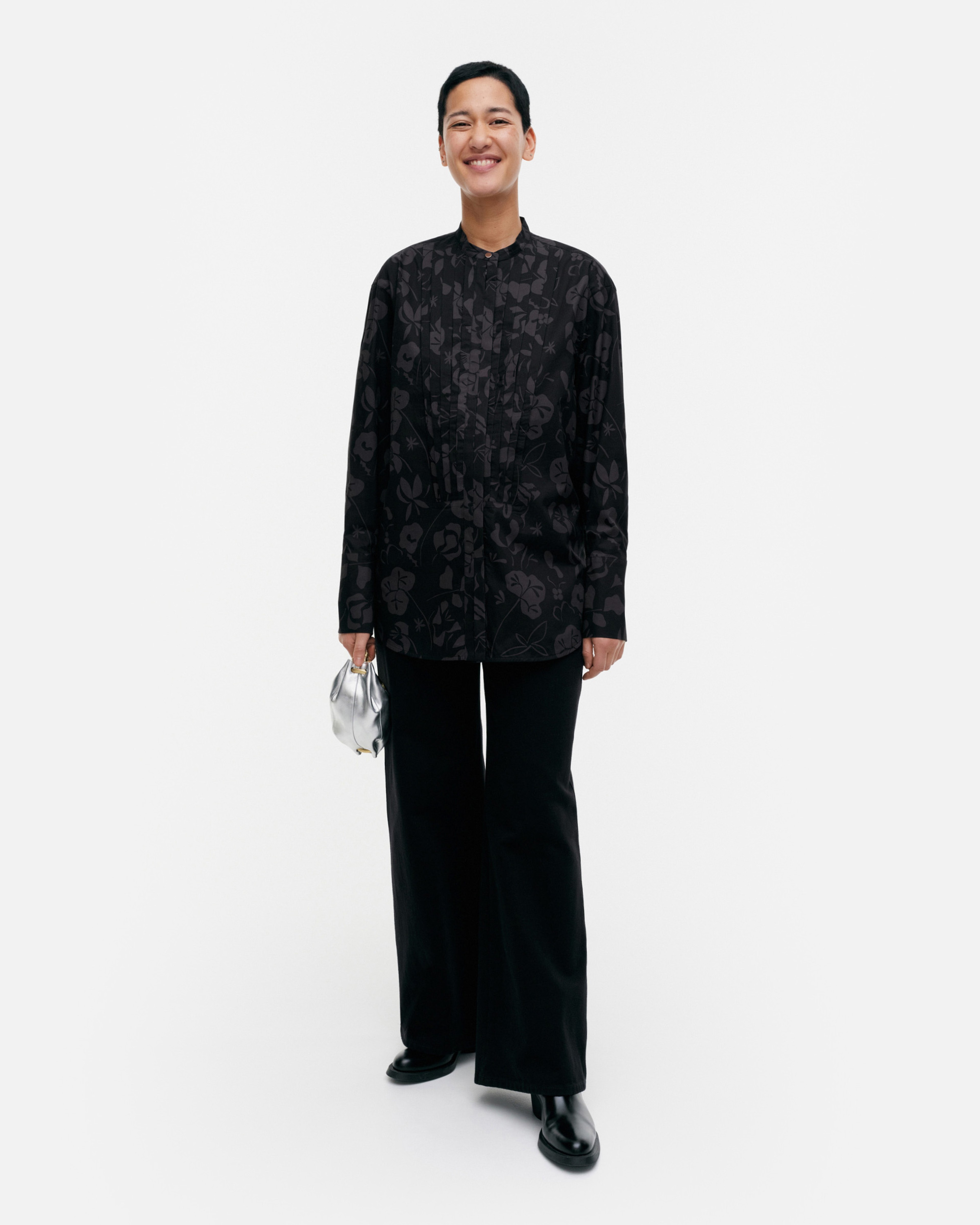 Heti Nokturno, Puuvillapopliinipusero, musta, tummanharmaa,