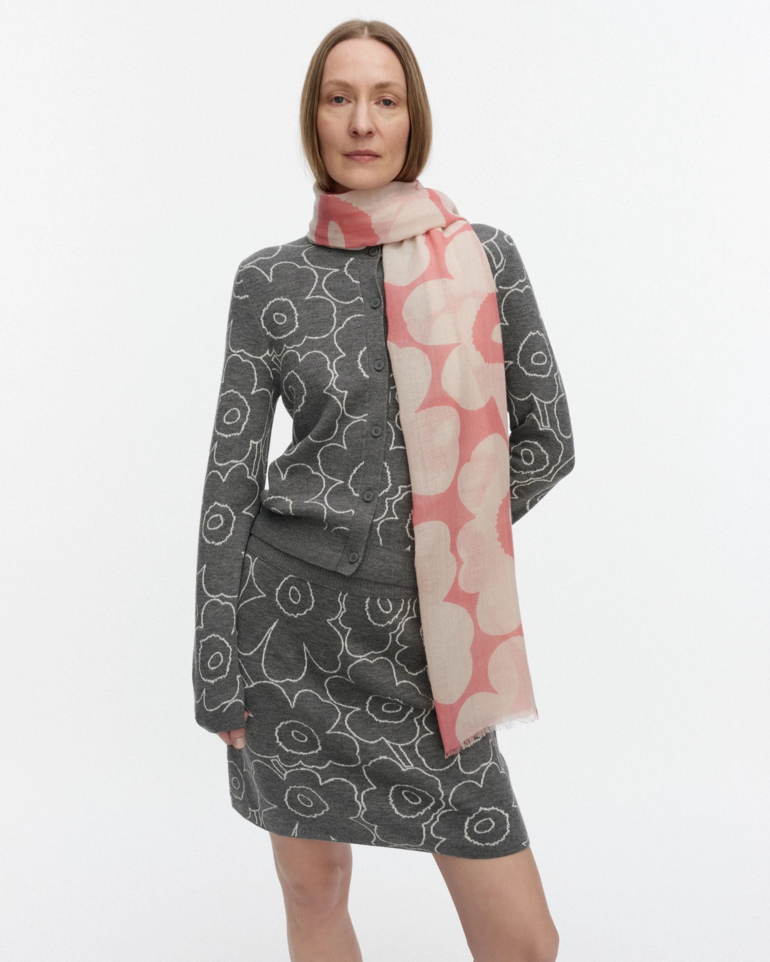 Fiore Unikko, Scarf, light pink, pink,