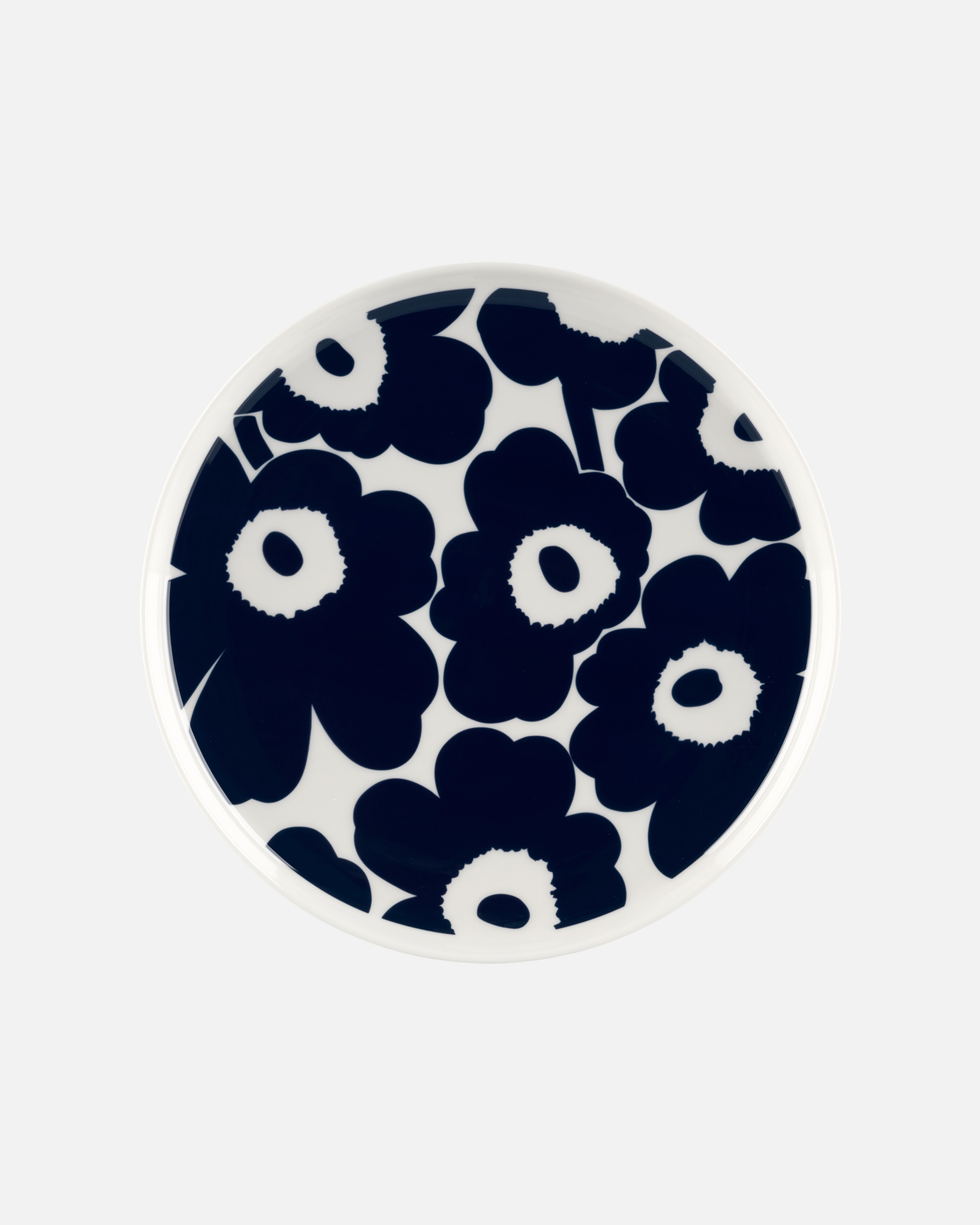 Oiva / Unikko, Plate 25 cm, white, dark blue,