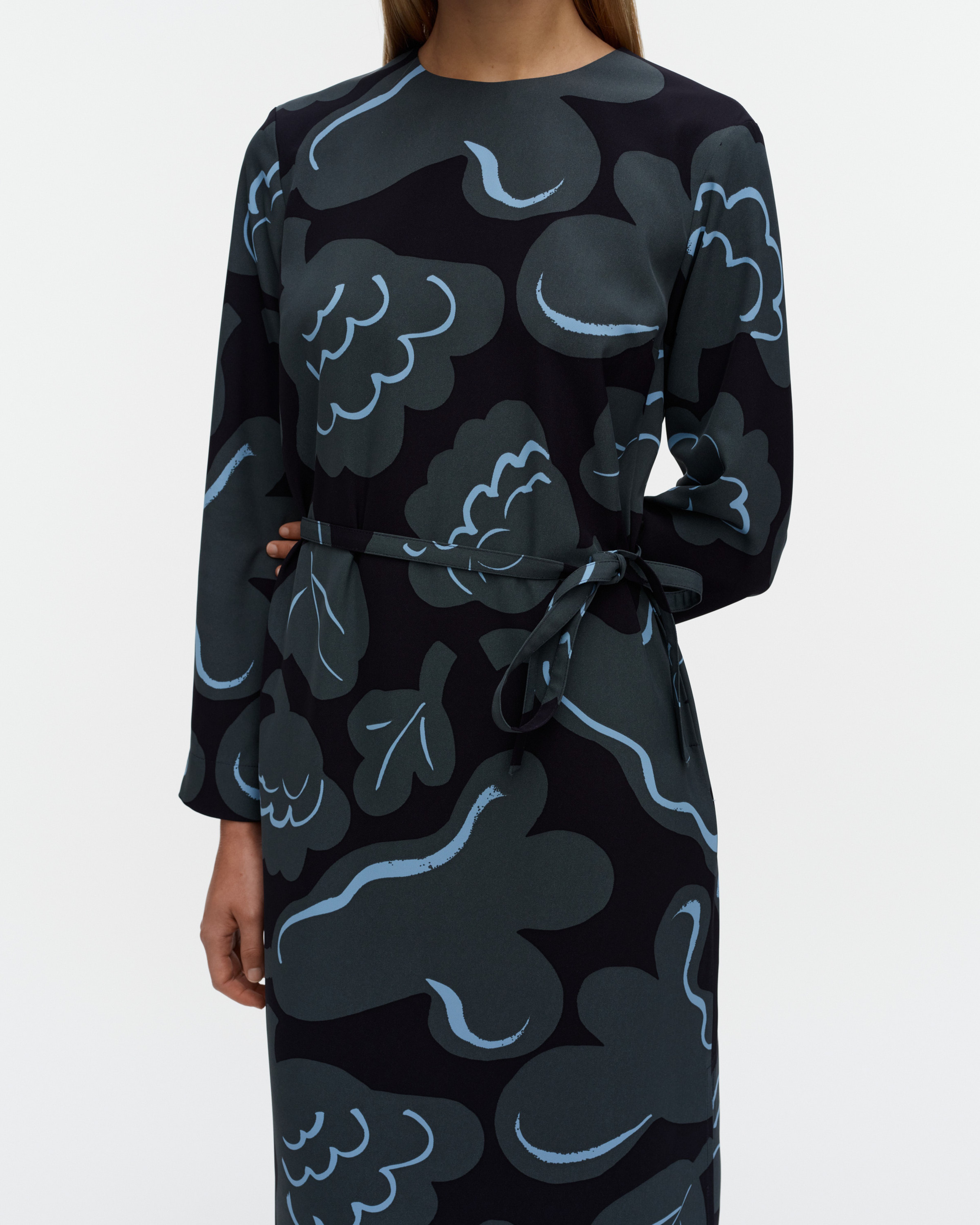 Pujotus Kukasta Kukkaan, Dress, grey, dark blue, light blue,