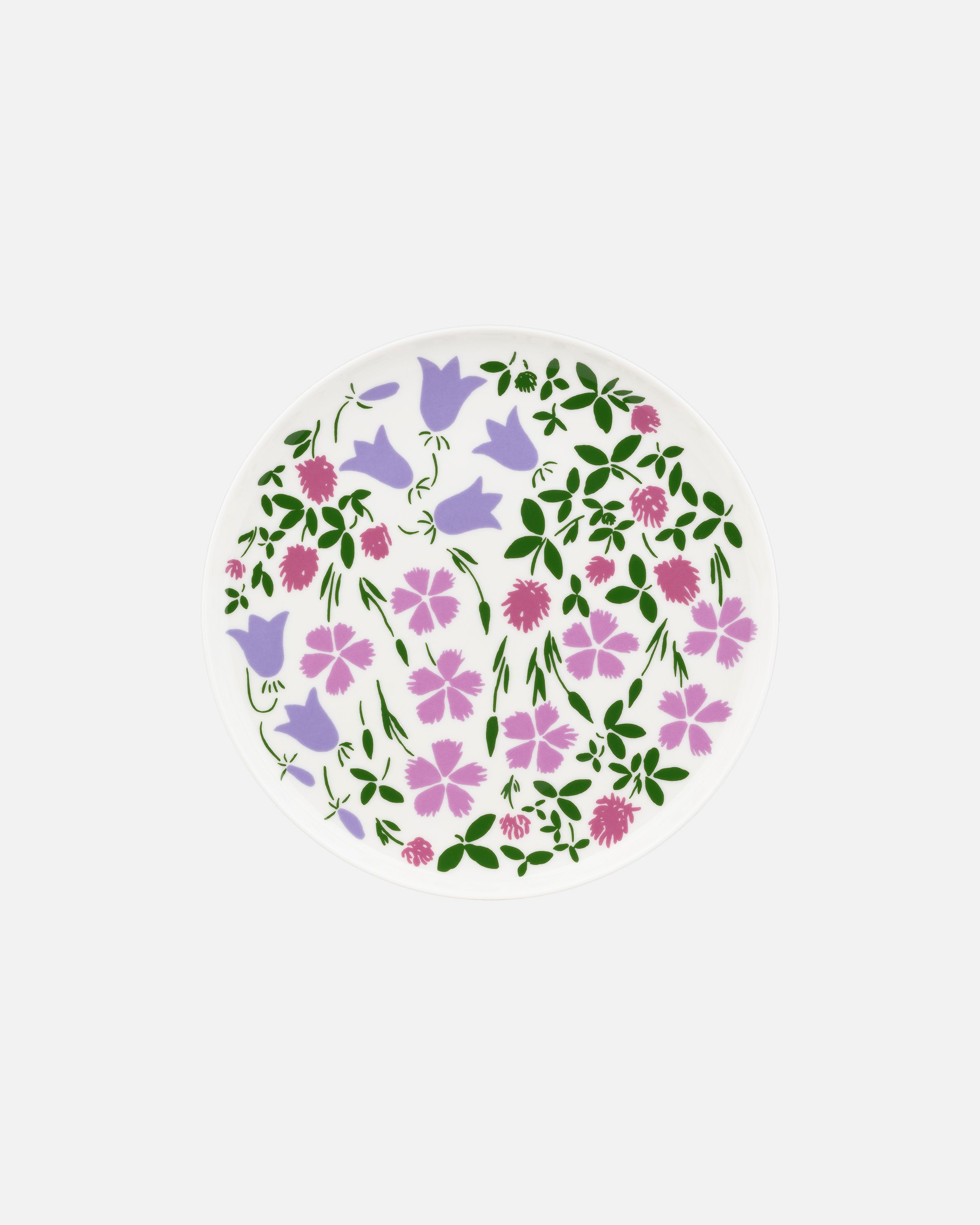 Oiva / Sisilisko Plate 20 cm white, pink, green | Marimekko