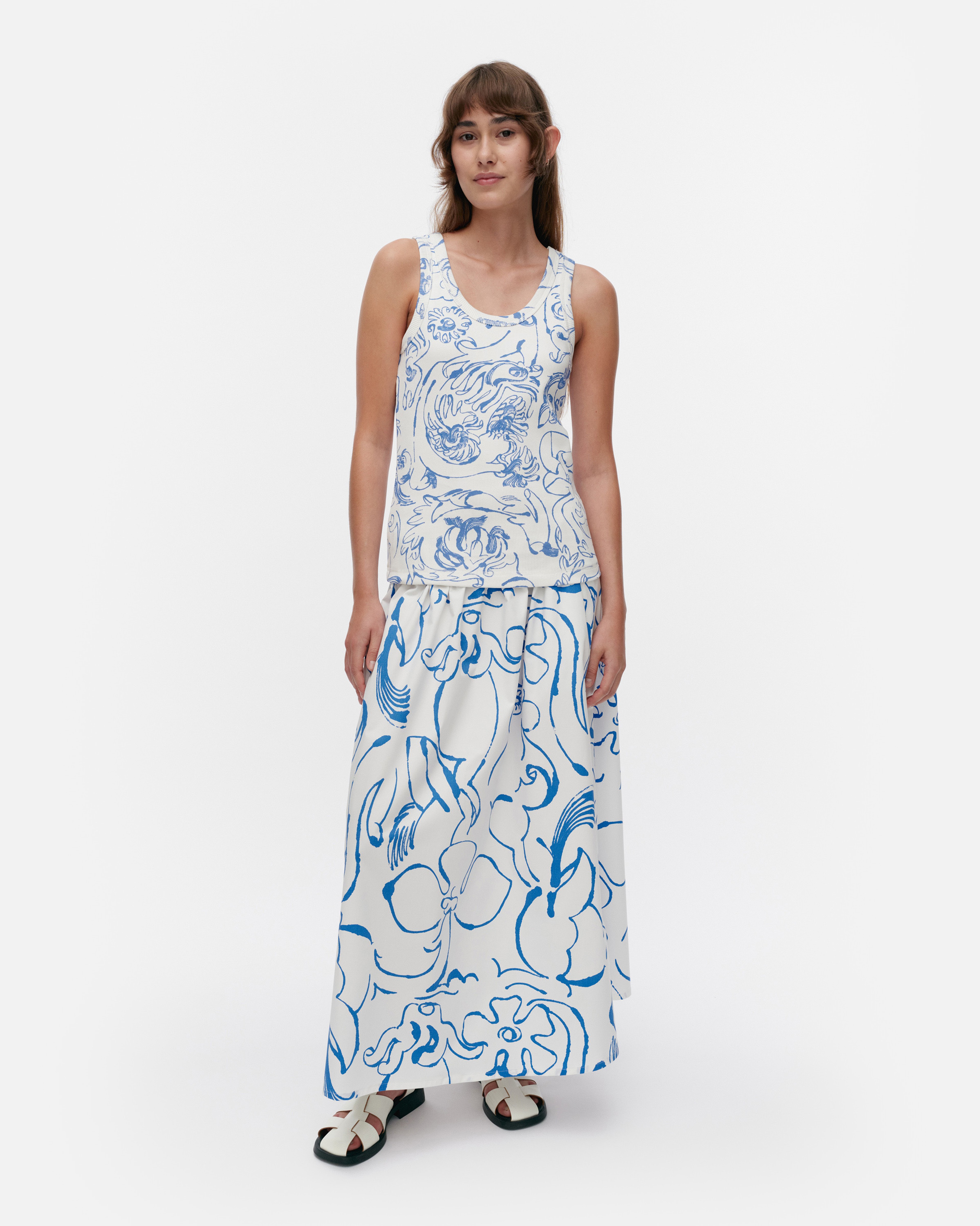 Piirros Cactis, Jersey top, white, blue,