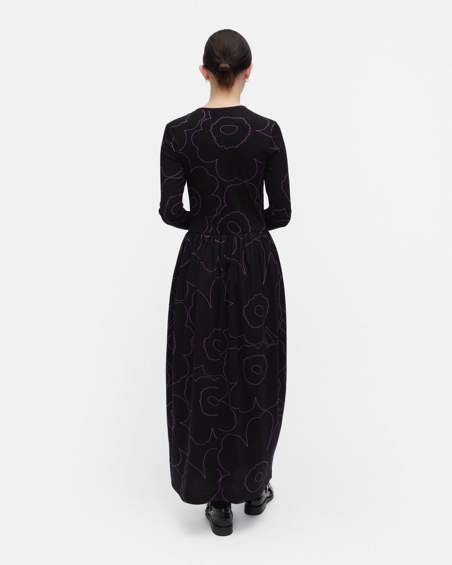 Kukkaset Piirto Unikko, Jersey dress, black, purple,