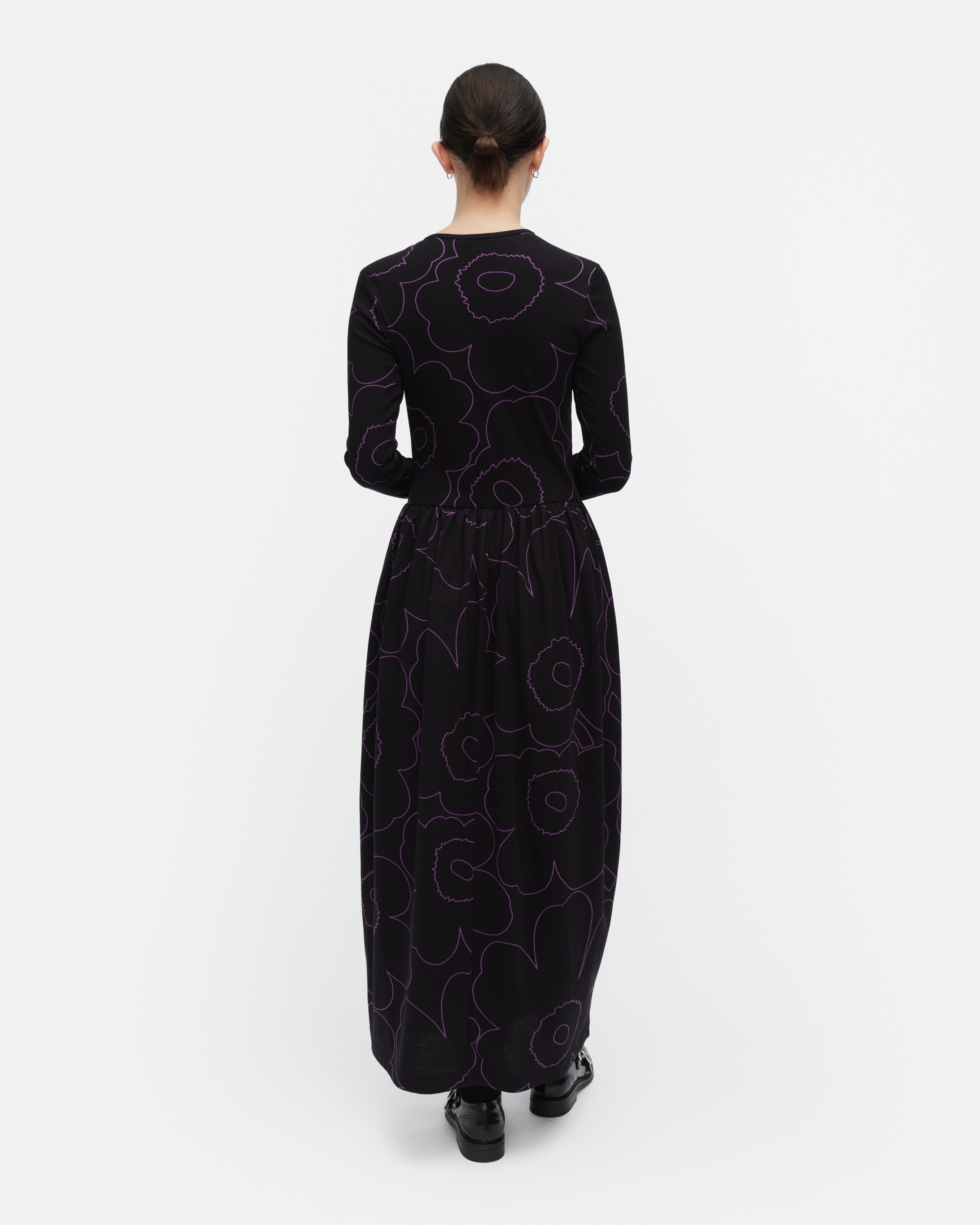 Kukkaset Piirto Unikko, Jersey dress, black, purple,