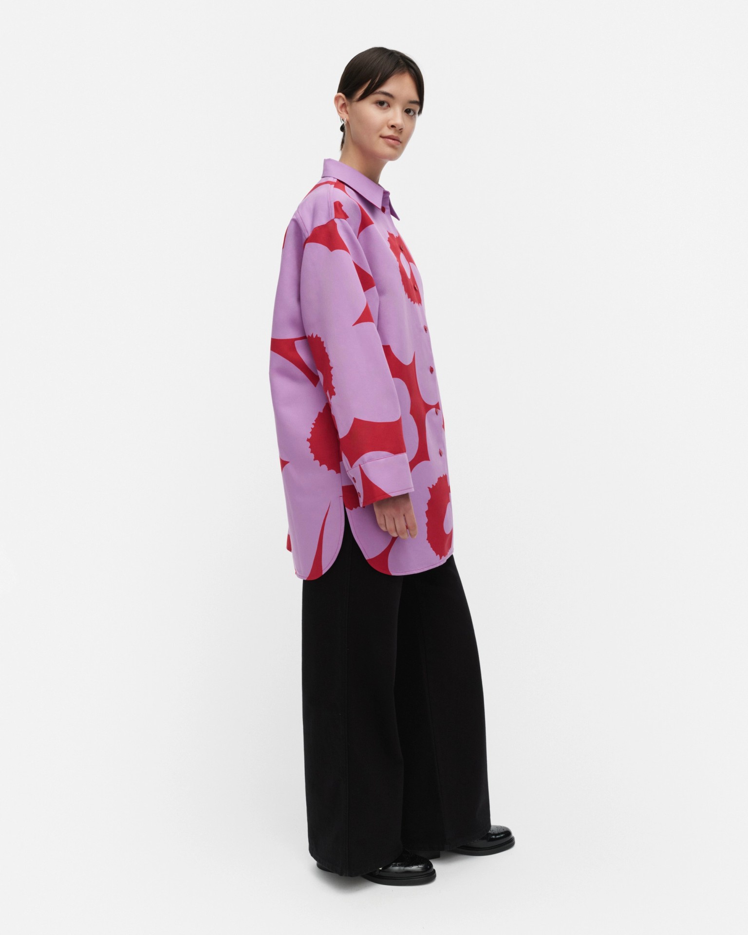 Heitto Unikko, Cotton linen shirt, purple, red,