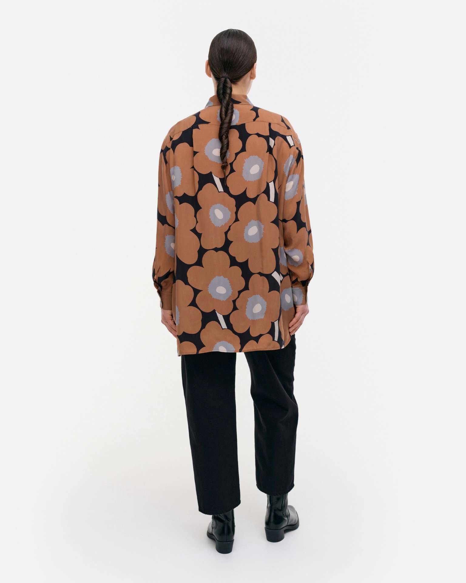 Sivuta Unikko, Cupro shirt, brown, black, grey,
