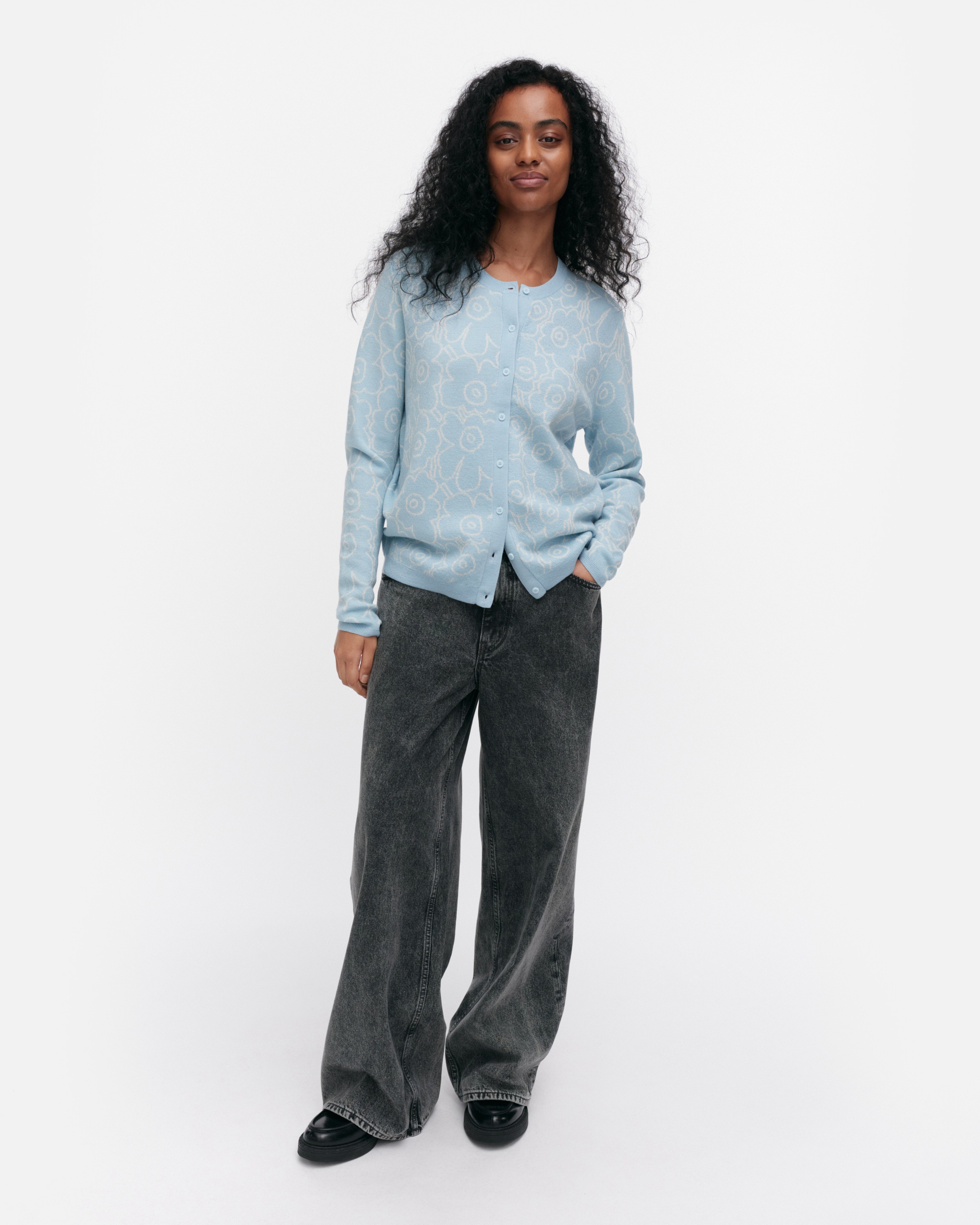 RWS Mutka Mini Piirto Unikko, Knitted cardigan, light blue, off white,