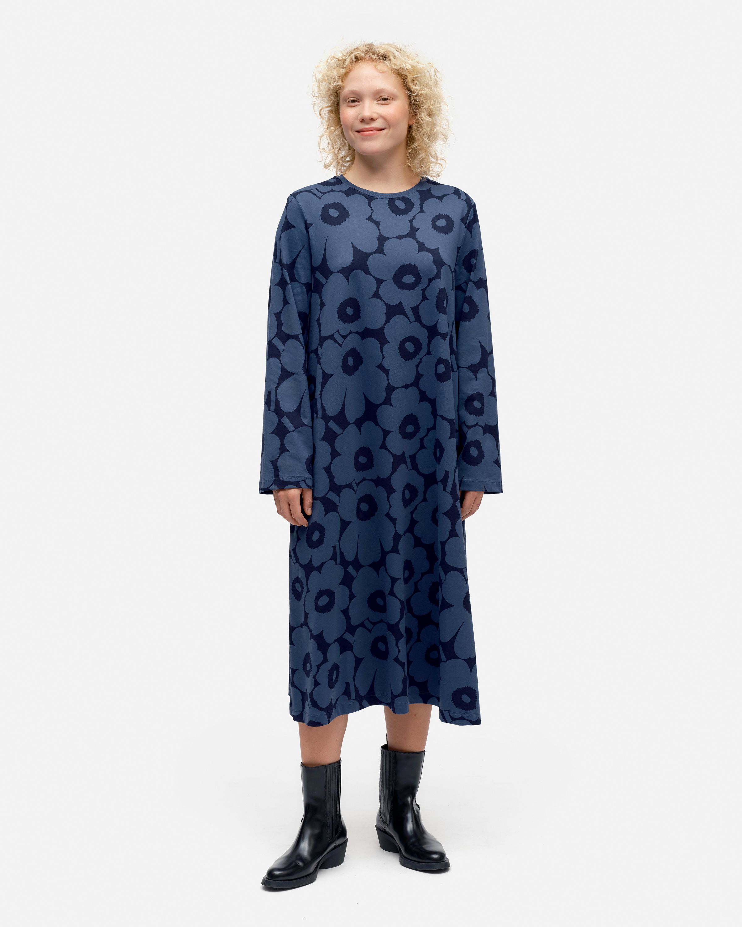 未使用　marimekko unikko tupani dress mam047947_cpinkdarkgreenblack_