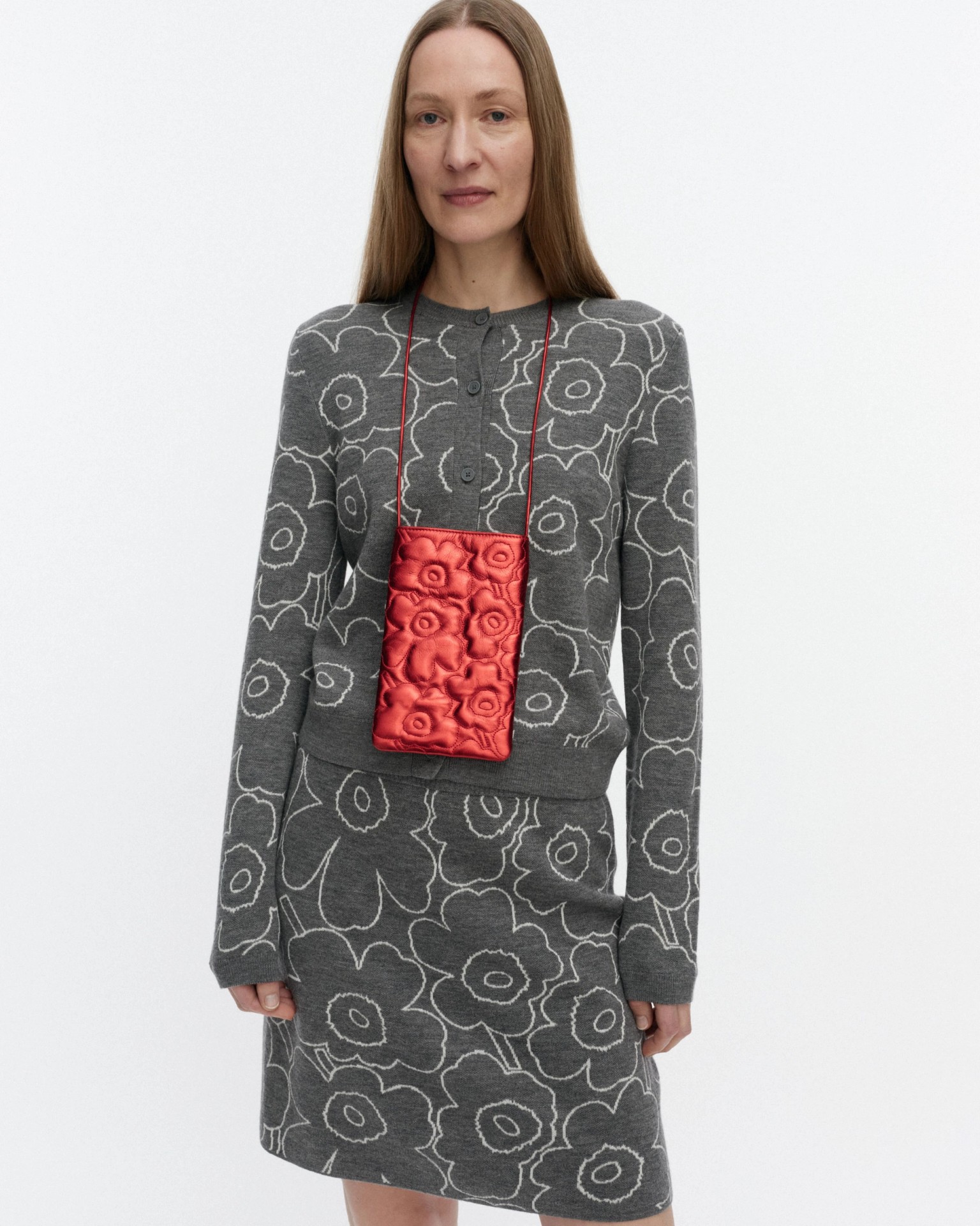Phone Pocket Unikko, Shoulder bag, shiny red,