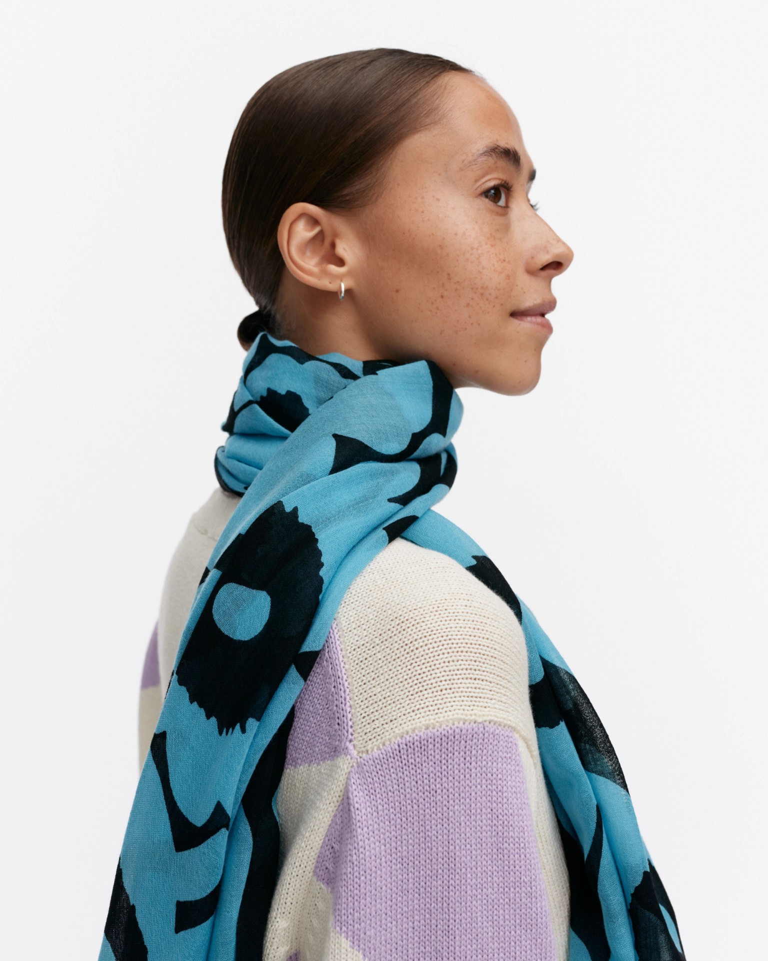 Fiore Unikko, Scarf, blue, black,