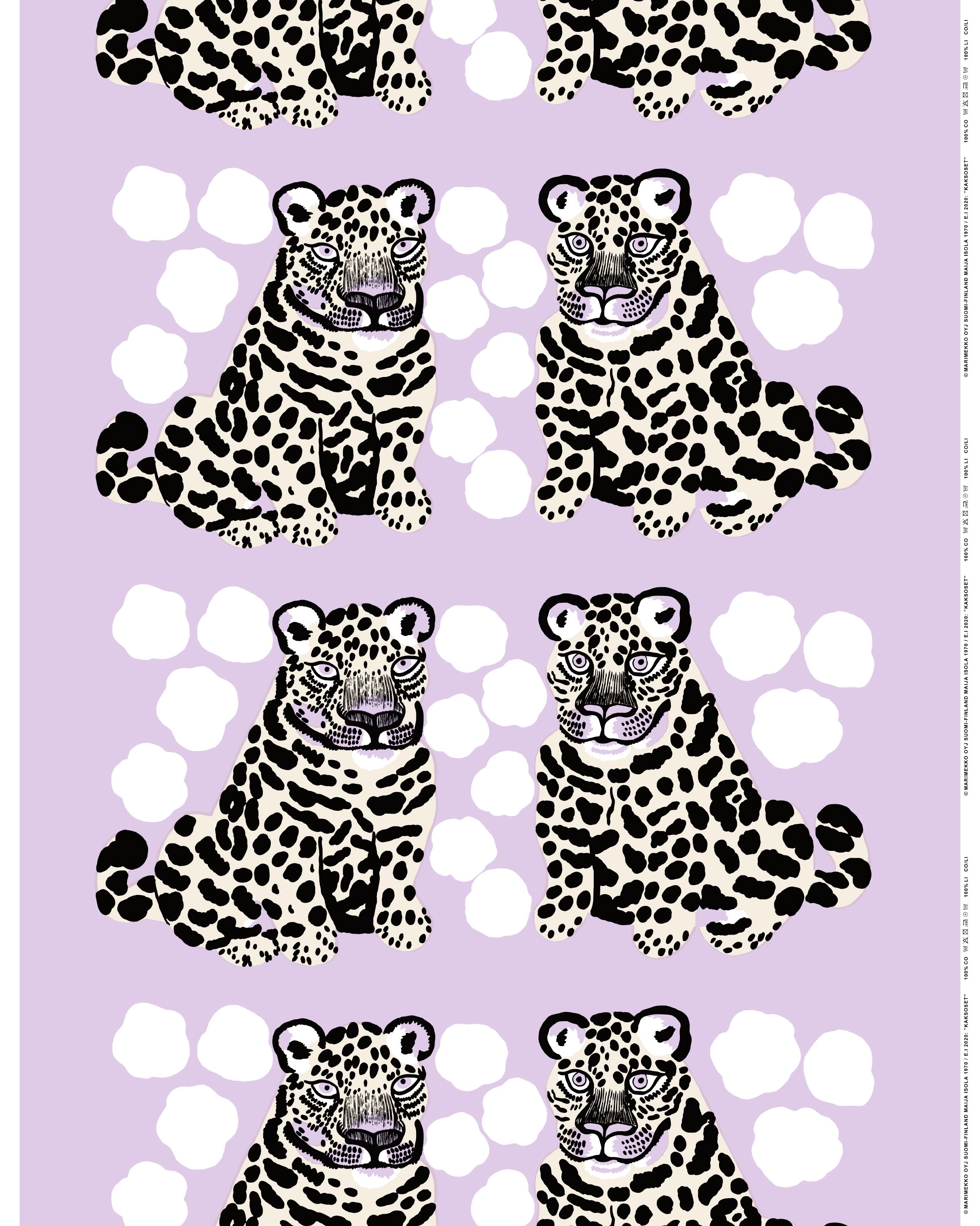 Kaksoset Cotton fabric light lilac, black, greige | Marimekko