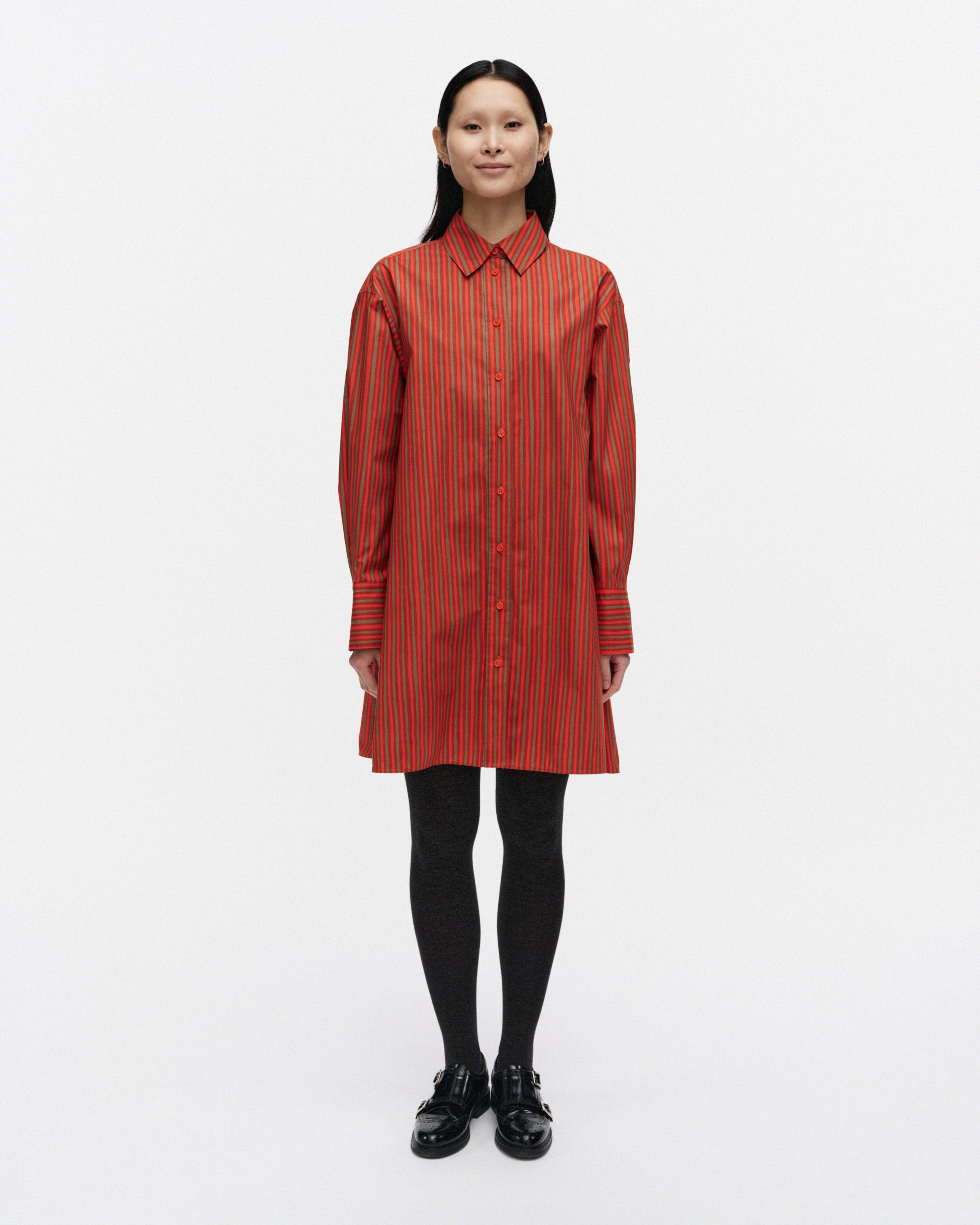 Kuvitelma Piccolo, Cotton shirt dress, dark orange, beige,