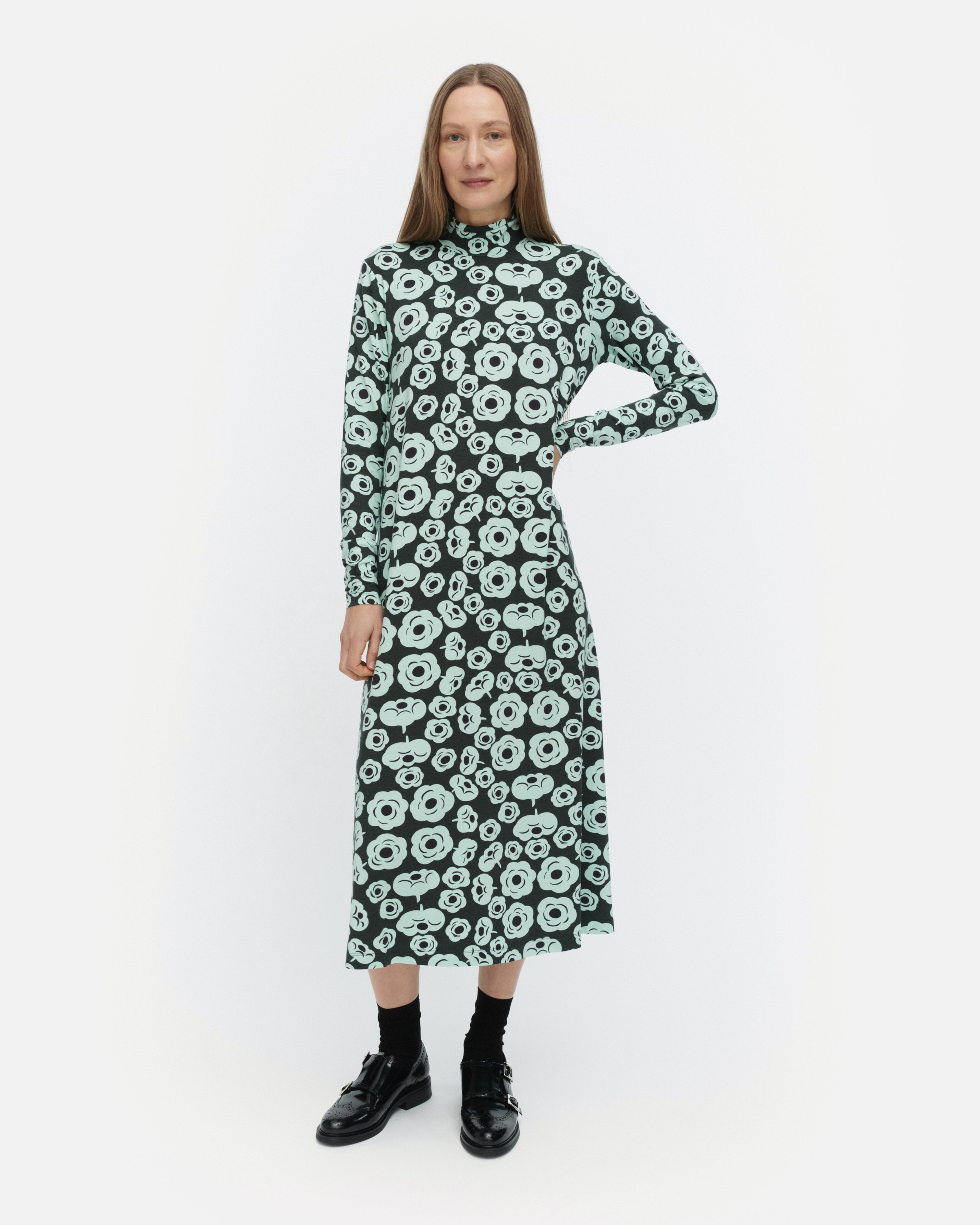 Cavea Tumma, Jersey dress, dark green, turquoise, black,