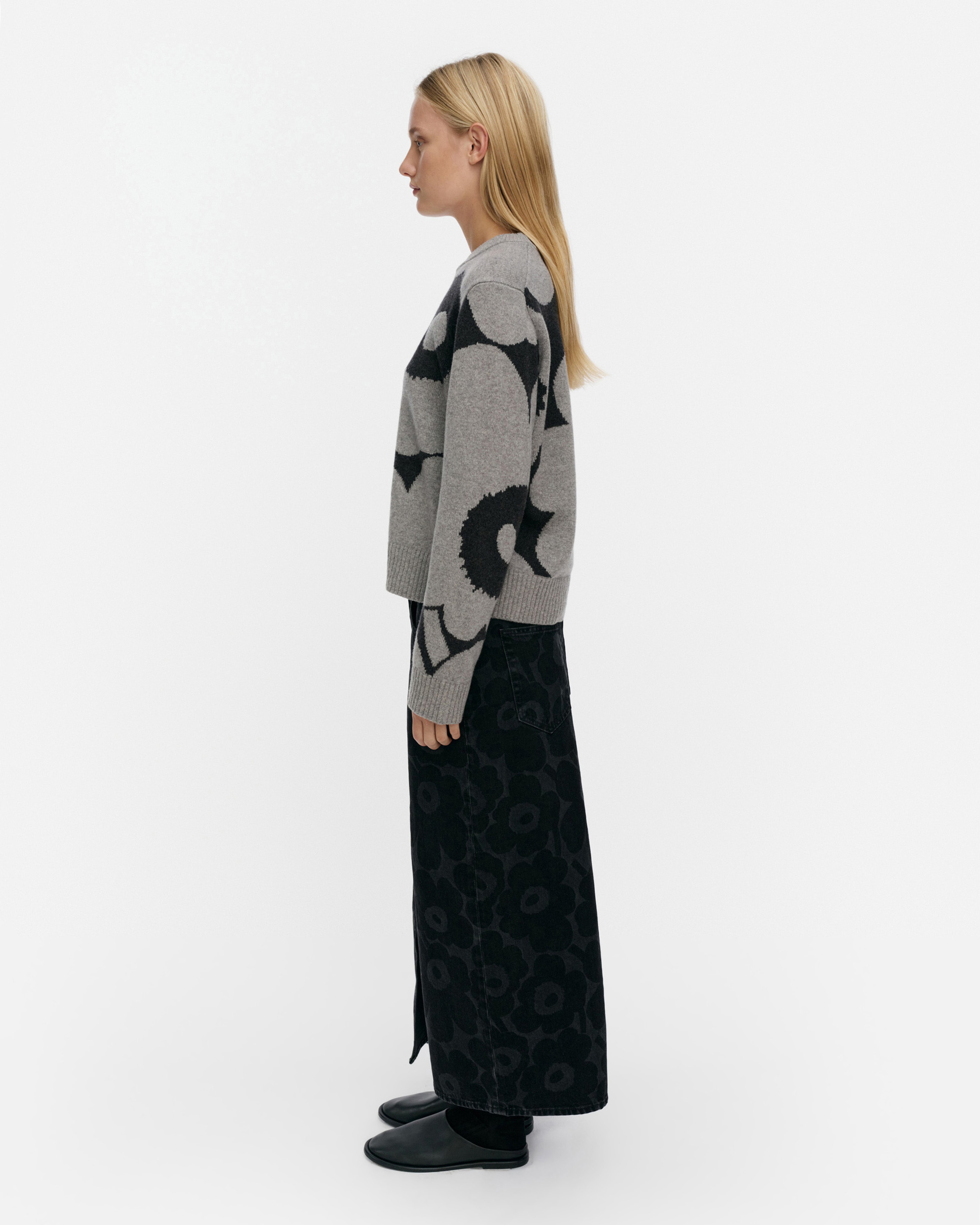 Aatto Unikko, Knitted pullover, light grey, dark grey,
