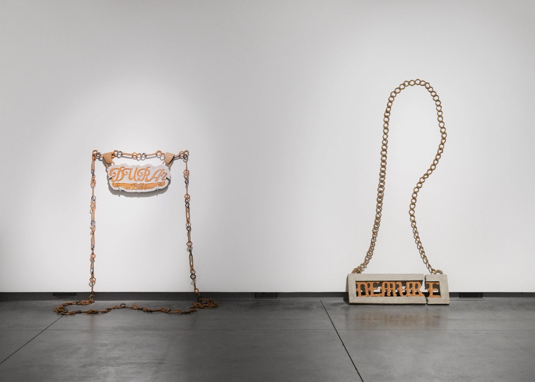 2026 MFA Thesis Exhibition, installation view with work by Yessenia Gerace.