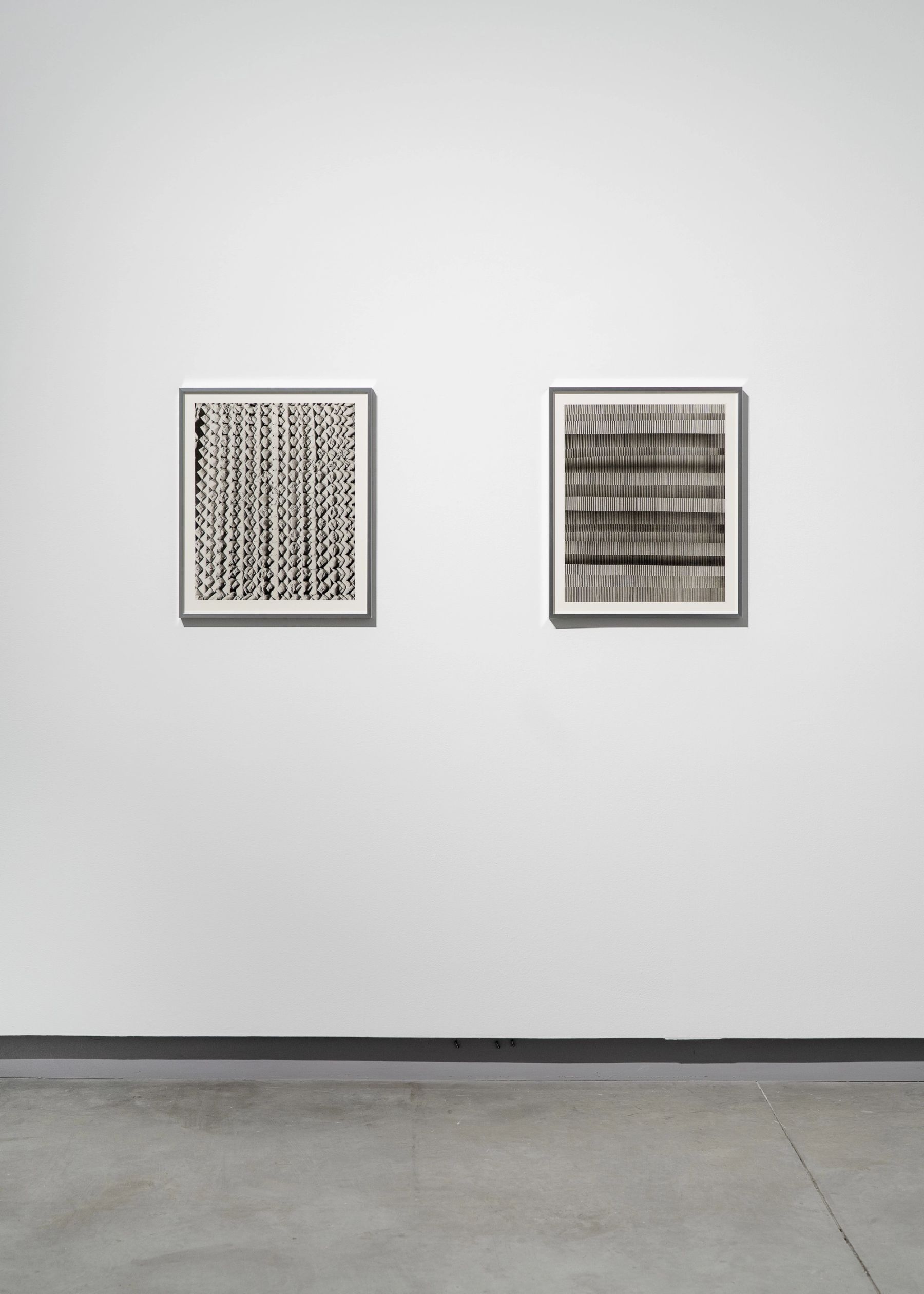Elizabeth Atterbury, Beach Works (Marks of a Tool II) [left]; The Well, The Wall [right], 2016