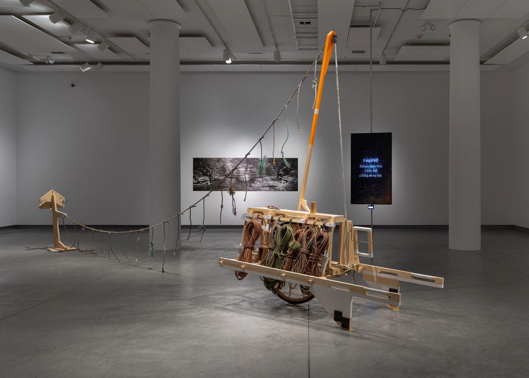 Liveable Worlds, installation view with works by Futurefarmers, Will Wilson, and Oscar Santillan.