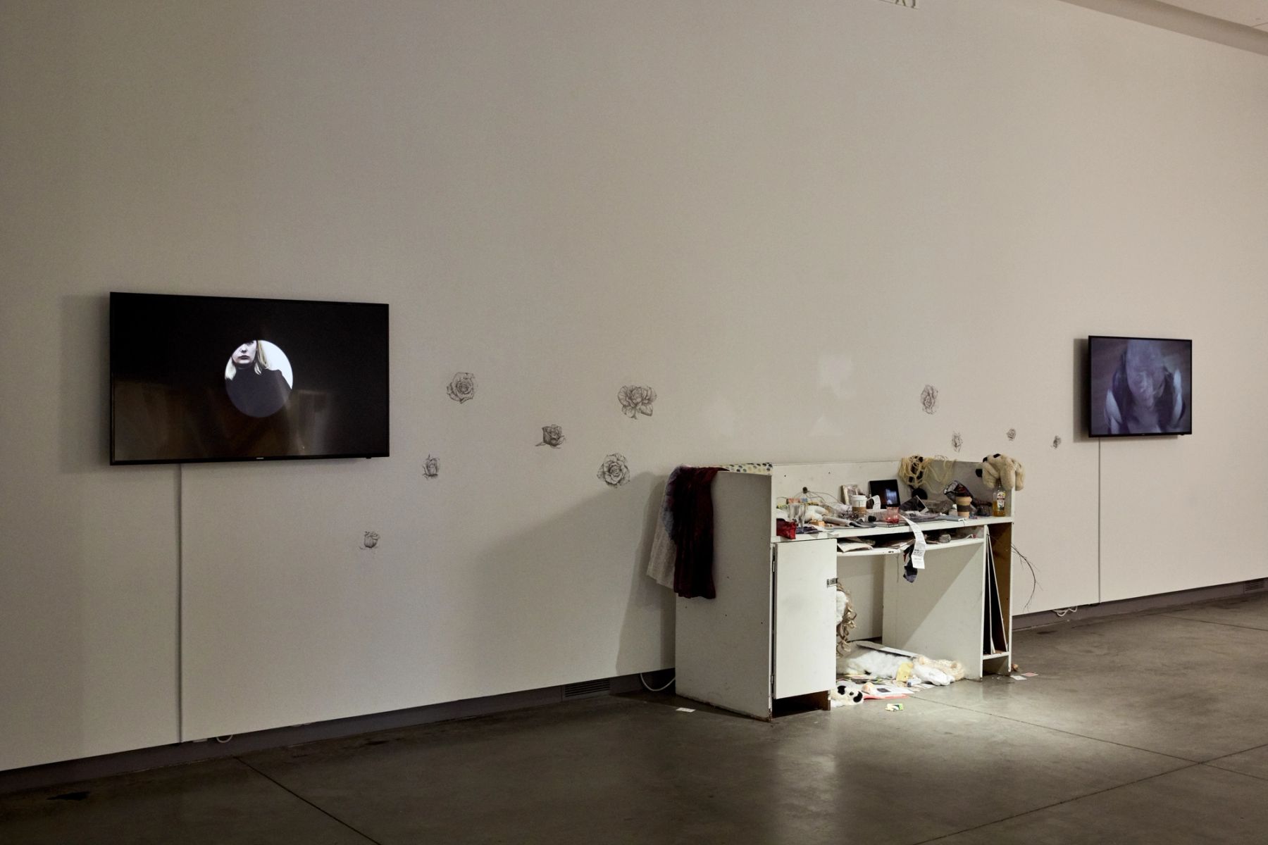 2018 MFA Thesis Exhibition installation view with work by Jessalyn Levesque.