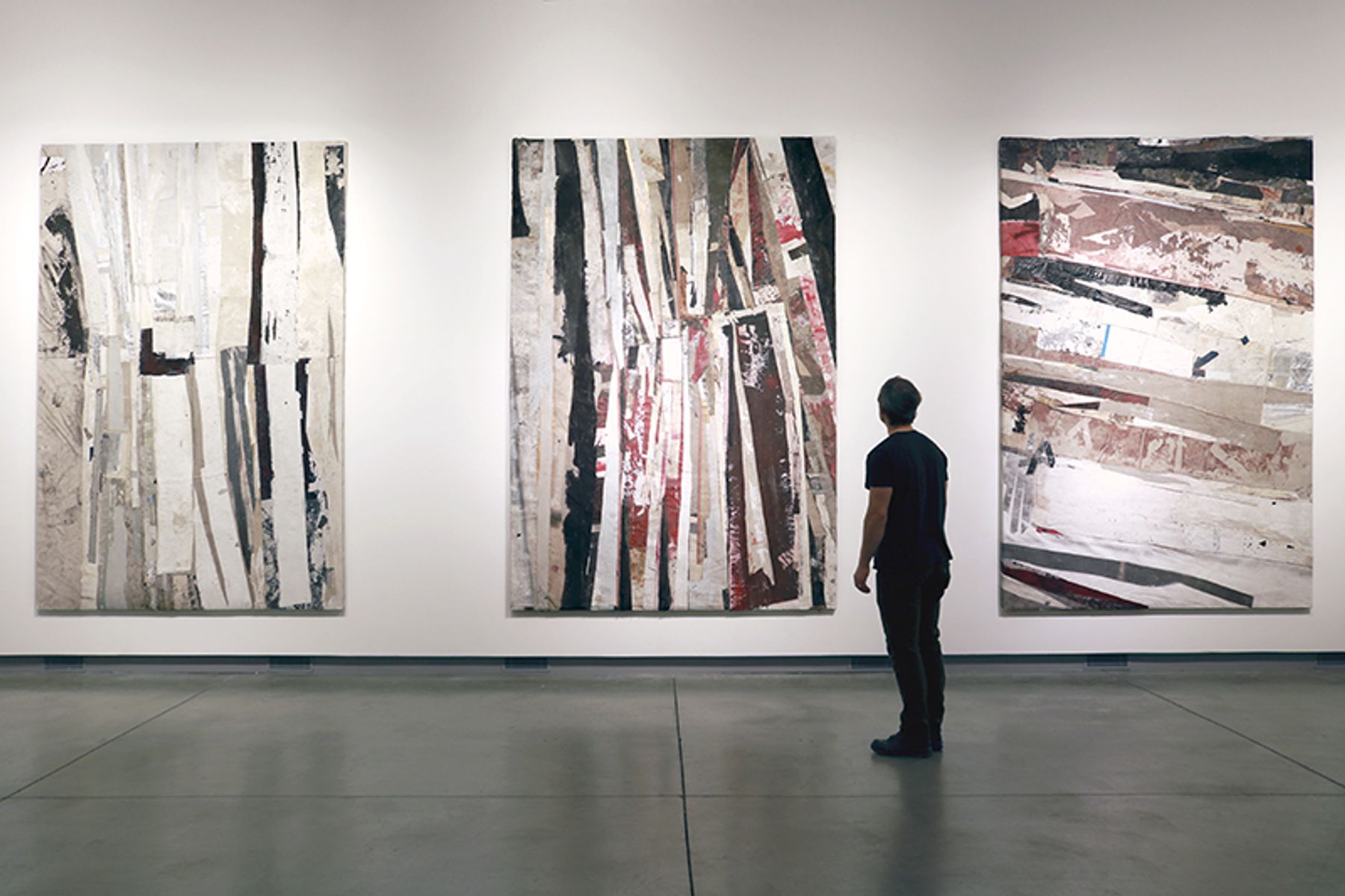 Off the Wall installation view with work by Ryan Wallace.
