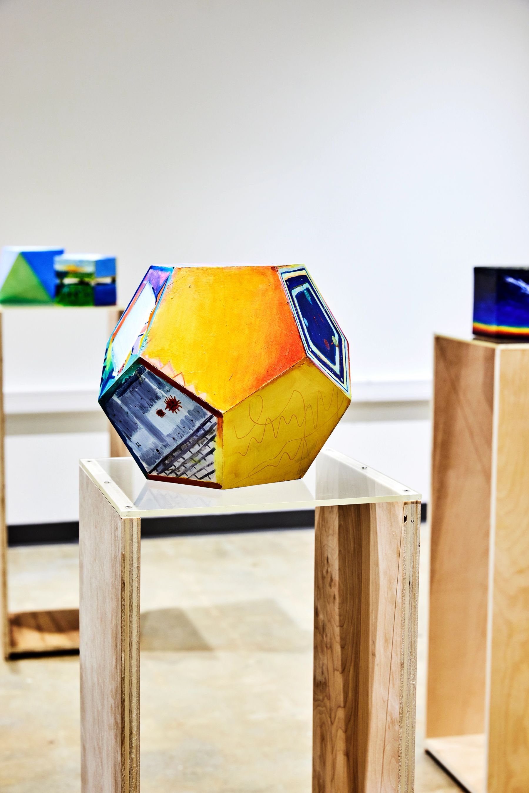 2021 MFA Thesis Exhibition, installation view with work by Eliza Ulmer.