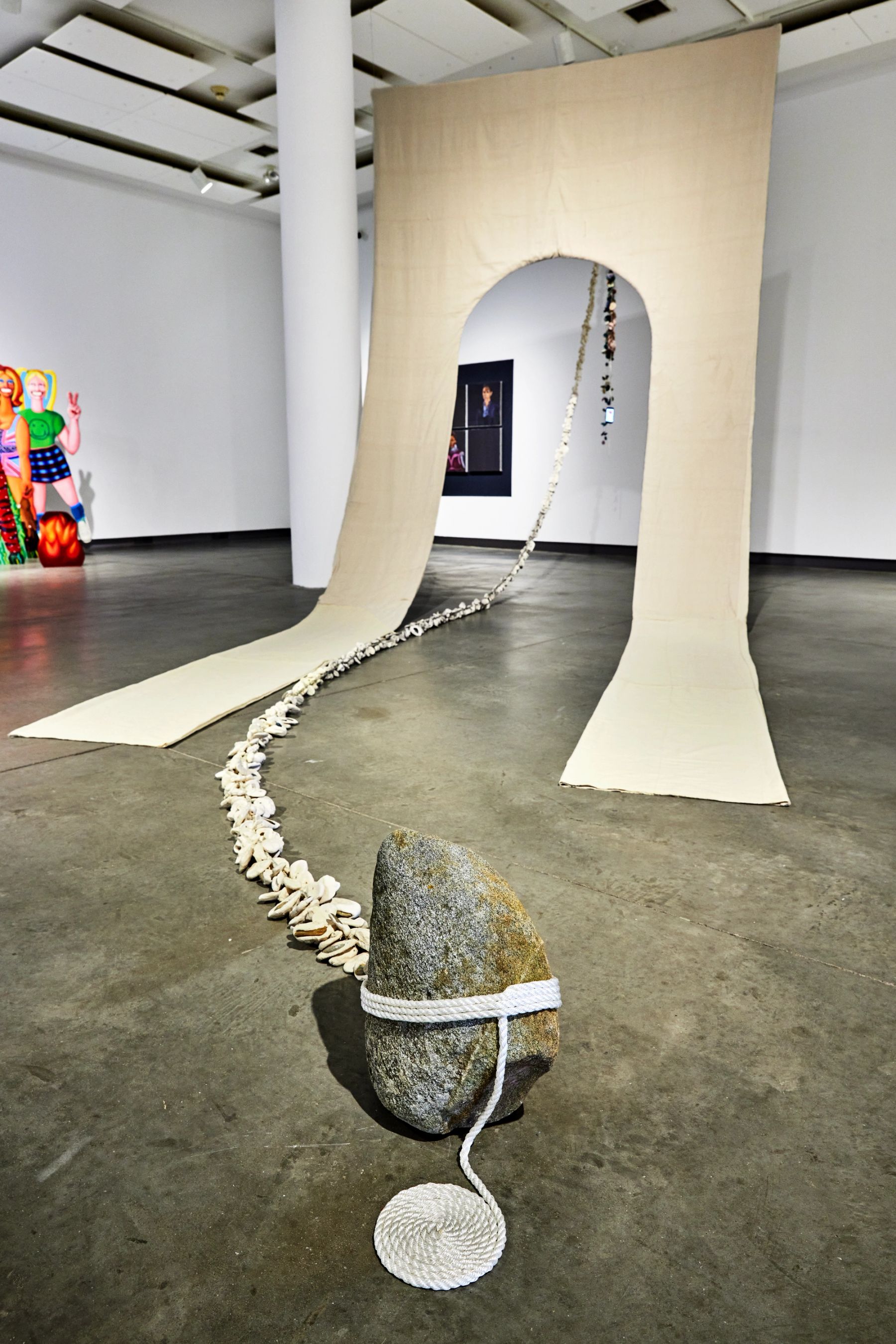 2021 MFA Thesis Exhibition, installation view with work by Hannah Bevens.