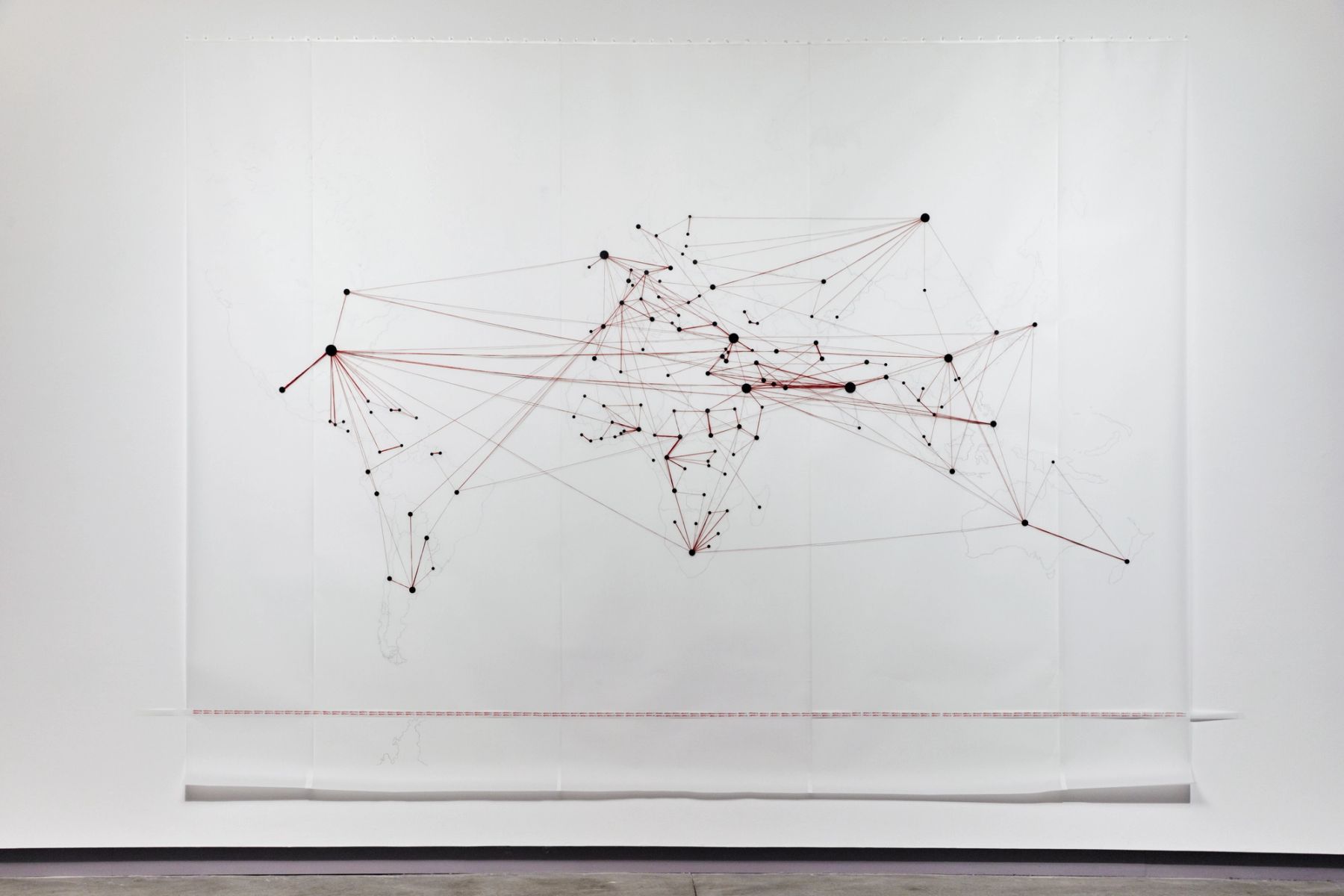 Making Migration Visible: Traces, Tracks & Pathways installation view with work by Yu-Wen Wu.