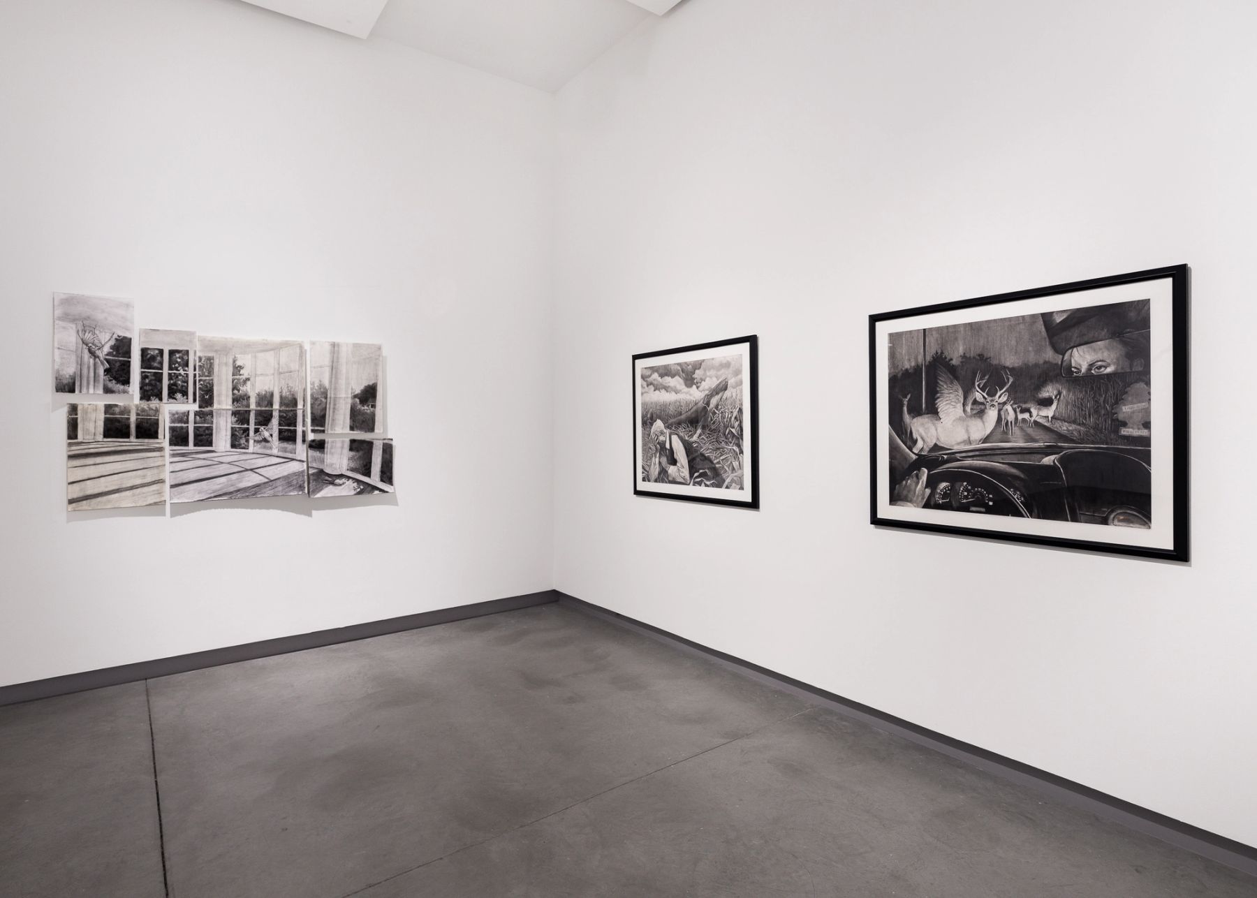 2026 MFA Thesis Exhibition, installation view with work by Carmen J Hamilton.