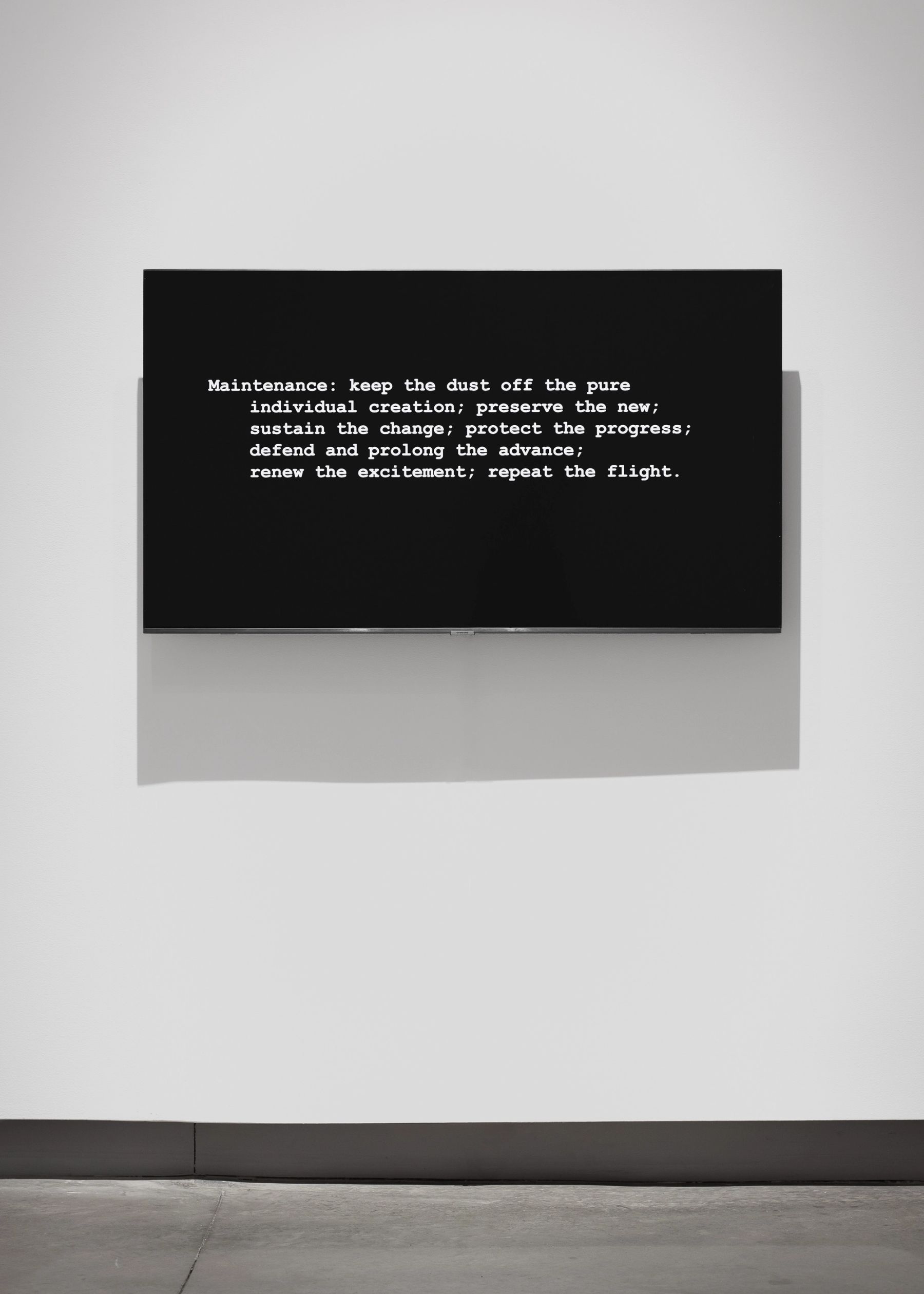 Mierle Laderman Ukeles, MANIFESTO FOR MAINTENANCE ART 1969! Proposal for an Exhibition “CARE,” 1969, 2022, installation view. © Mierle Laderman Ukeles. Made in collaboration with the artist and the Gallatin Galleries at New York University for the exhibition: Mierle Laderman Ukeles: Chasing the Humming of Life, 2022.