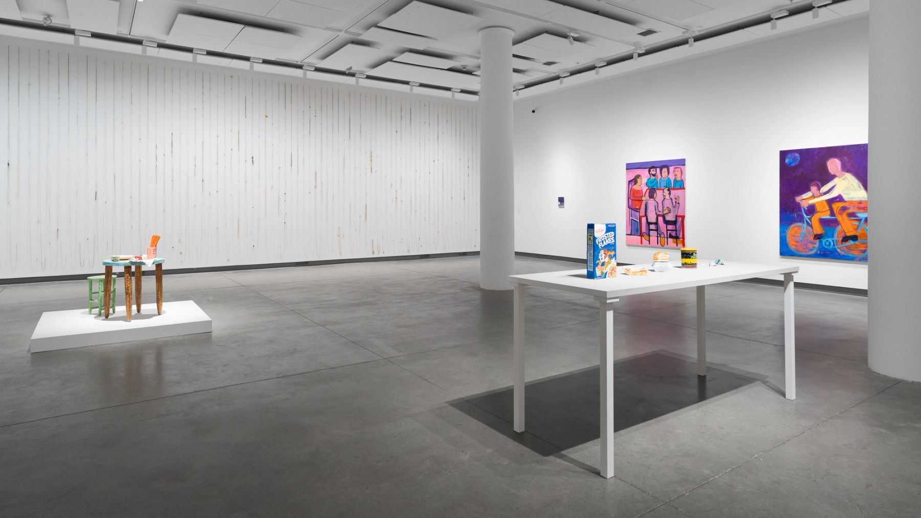 Everyday Is All There Is, installation view with works by Lenka Clayton and Phillip Andrew Lewis, Katherine Bradford, and Stephanie H. Shih.