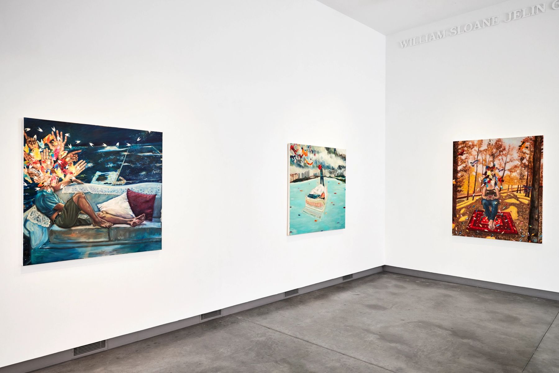 2021 MFA Thesis Exhibition, installation view with work by Claudia Sánchez Daza.