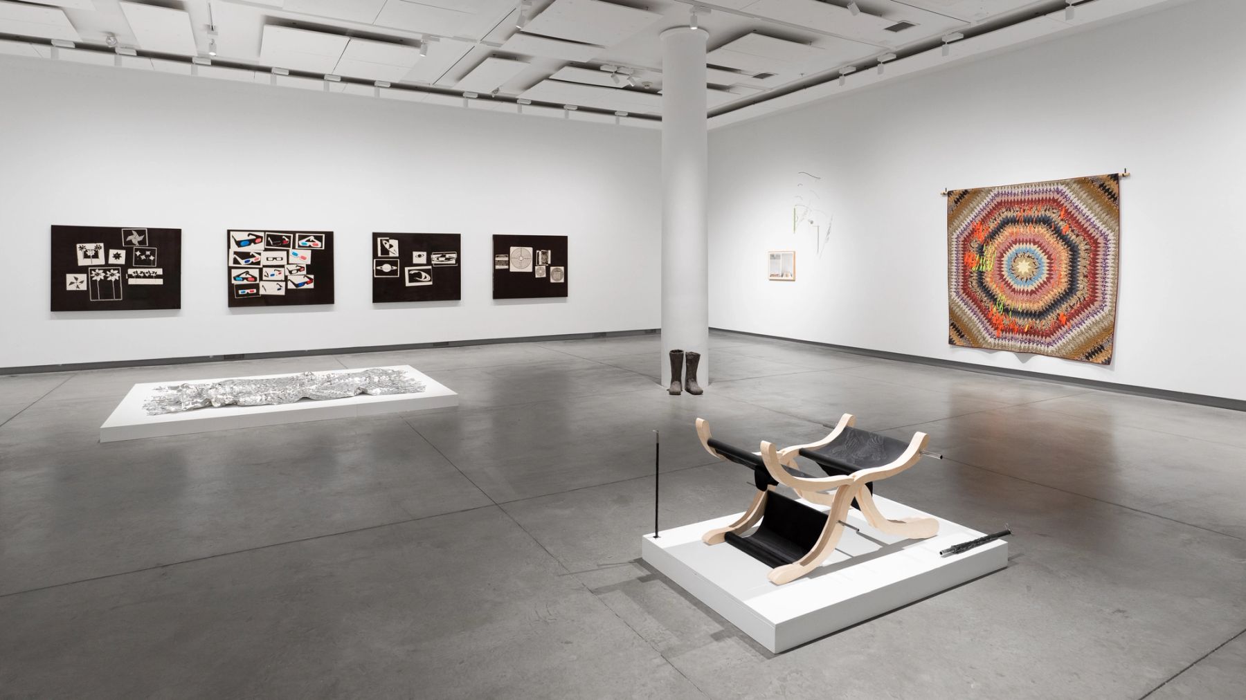 A Sea of Particles, installation view with works by David McBride, Cara Levine, Jess Perlitz, Sunny A. Smith, and Garrick Imatani.