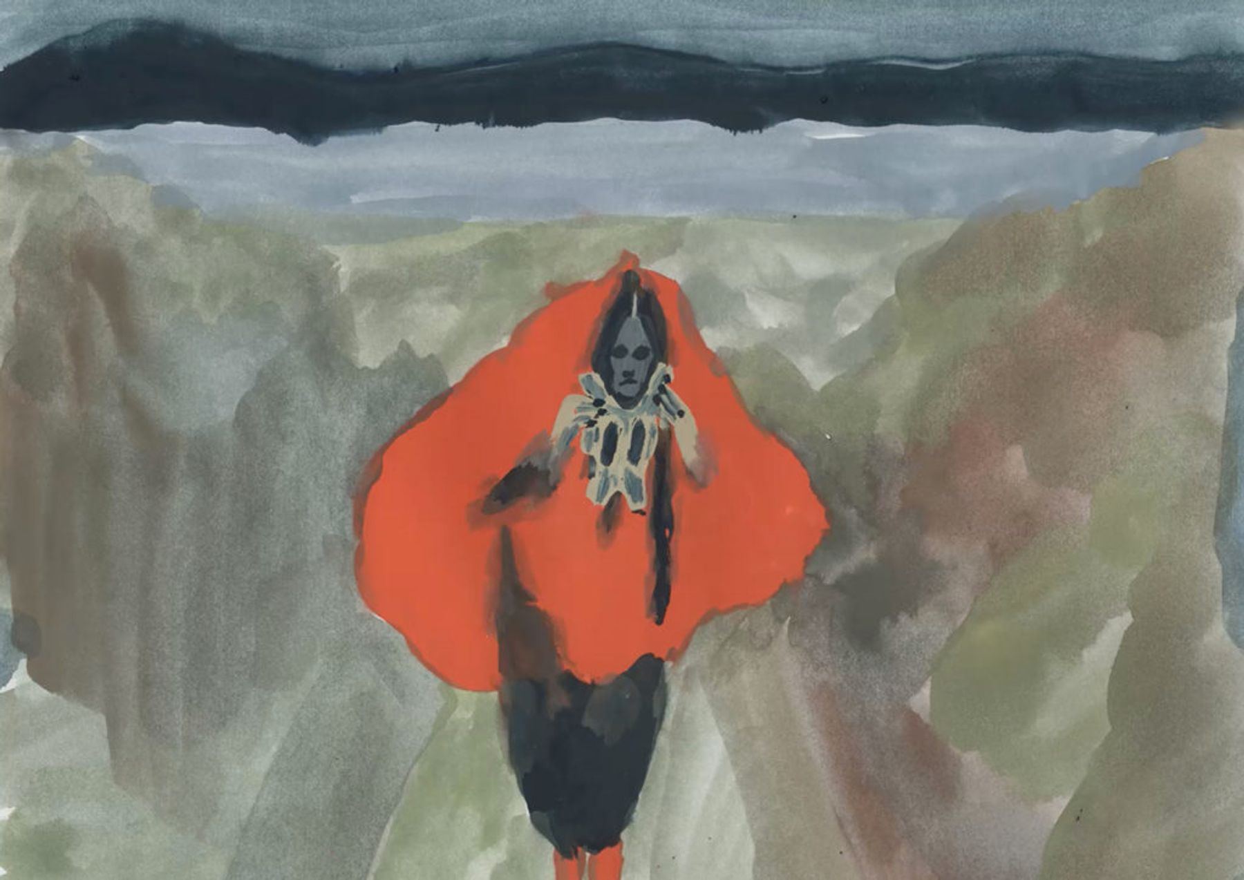 Allison Schulnik, Moth, 2019, (video still), gouache-on-paper animated video with 1540 gouaches-on-paper, 3 minutes, 15 seconds video with sound