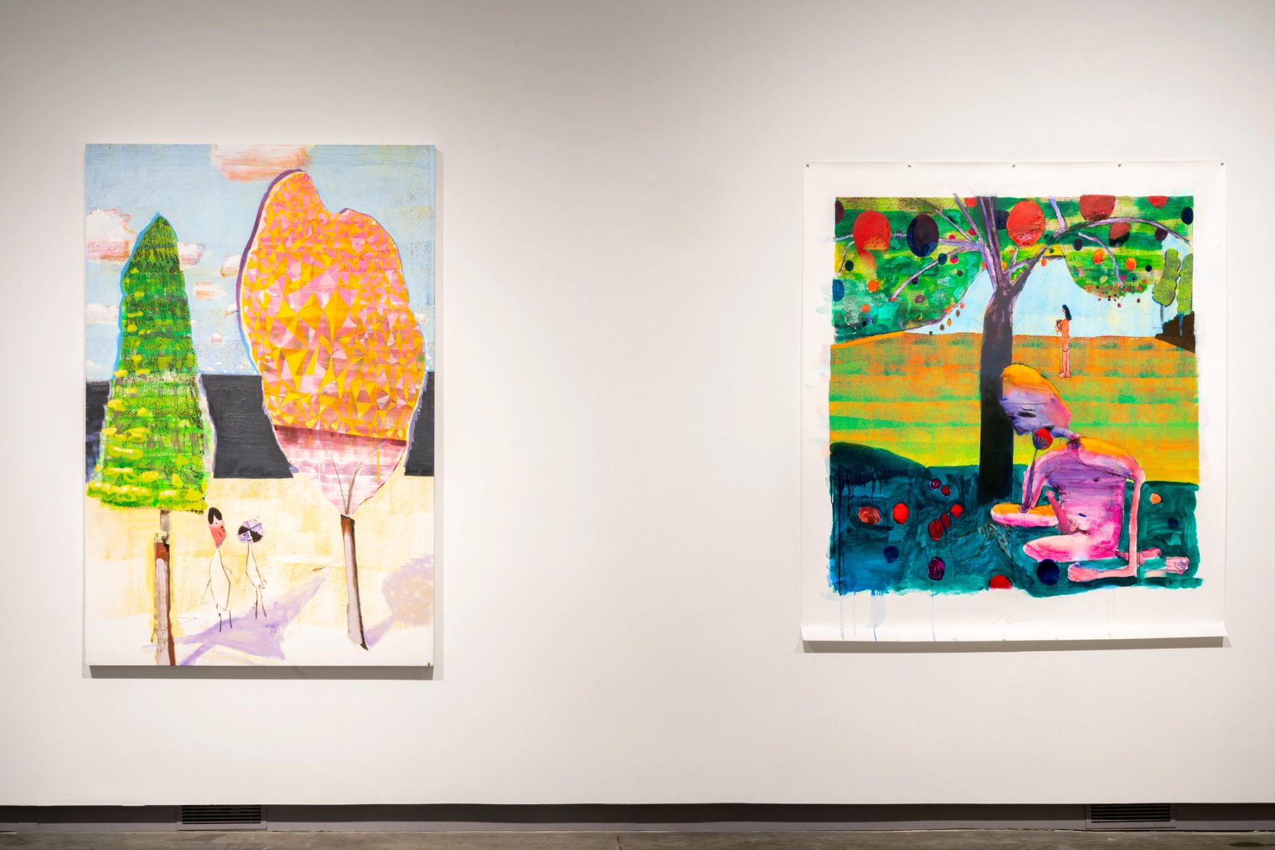 Stephen Benenson, Two Trees, 2016, and What Really Happened, 2017.